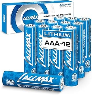 Allmax AAA Maximum Power Lithium Batteries (12 Count) – Longest Lasting, Leakproof, 20-Year Shelf Life, Ultimate Performance (1.5V)