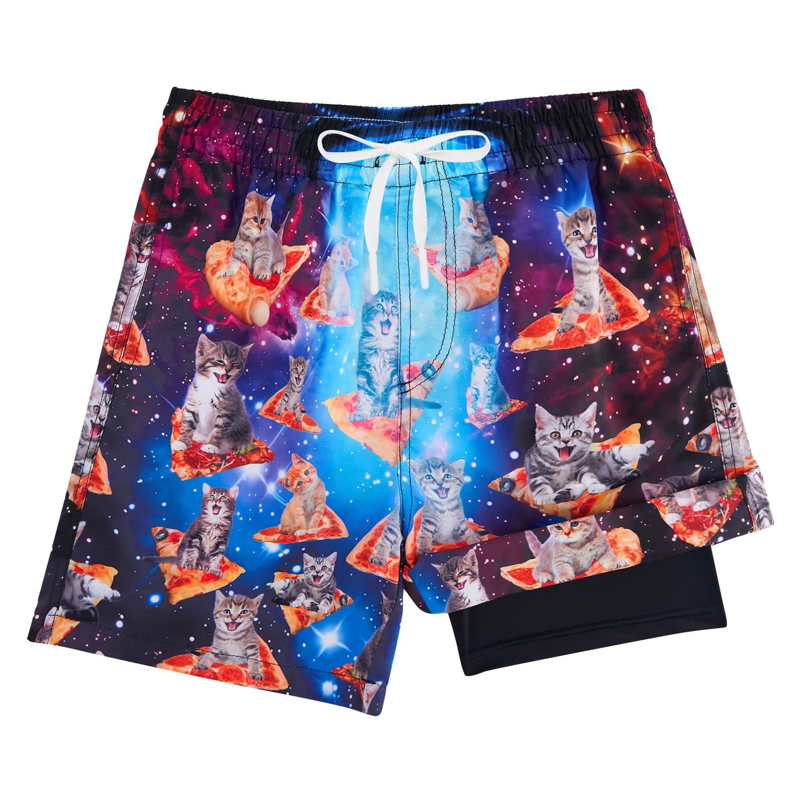 Boys Swim Trunks with Compression Liner Quick Dry Board Shorts with Boxer Brief Lined Bathing Suit 8-20 Years