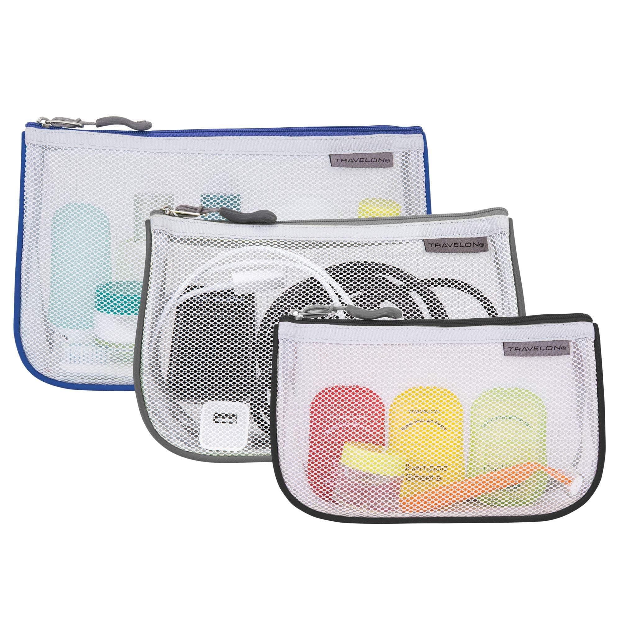 Set of 3 Assorted Piped Pouches, multi, One Size, Travelon Set of 3 Assorted Piped Pouches