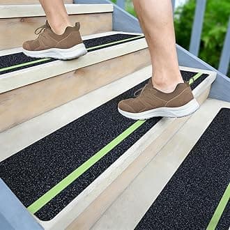 LifeGrip Anti Slip Traction Treads with Glow in Dark Stripe (10-Pack), 4" X 28", Best Grip Tape Grit Non Slip, Outdoor Non Skid Tape, High Traction Friction Abrasive Adhesive for Stairs Step