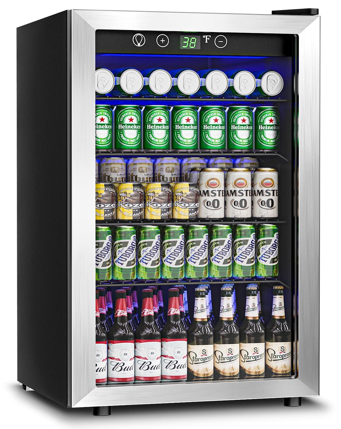 145 Can Beverage Refrigerator Cooler - 4.5 Cu.Ft Mini Fridge Glass Door, Soda Wine Beer Drink Fridge, Small Refrigerator for Bedroom Office Home Bar Dorm, Digital Temperature Control, Silver