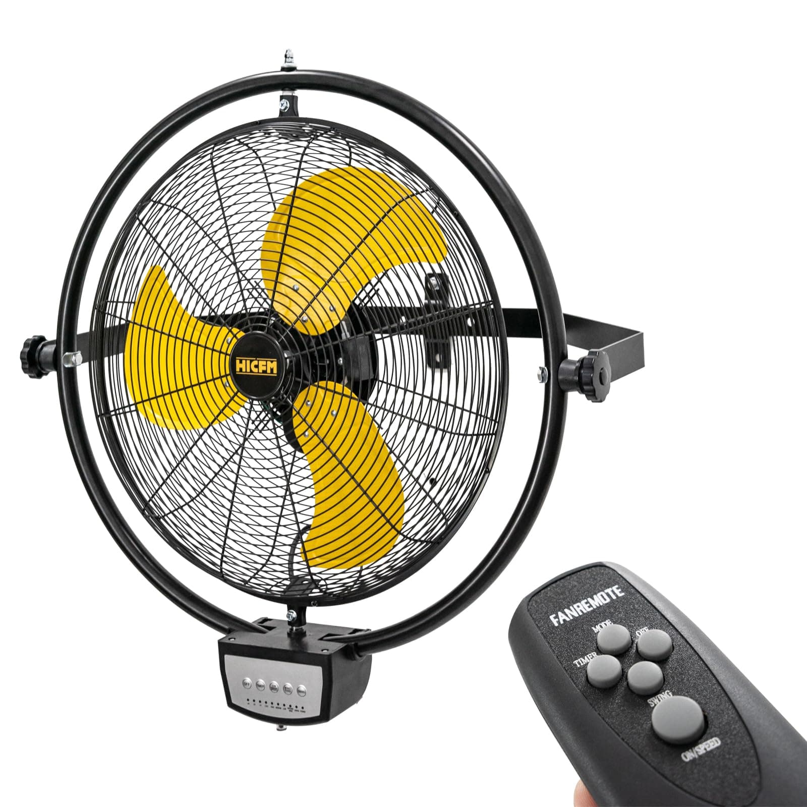 20" Remote Control Wall Mount Fan, 5100 CFM High Velocity 3-Speed Oscillating Wall Fans with Timer for Industrial, Commercial, Warehouse, Garage, Gazebo and Patios - UL Listed