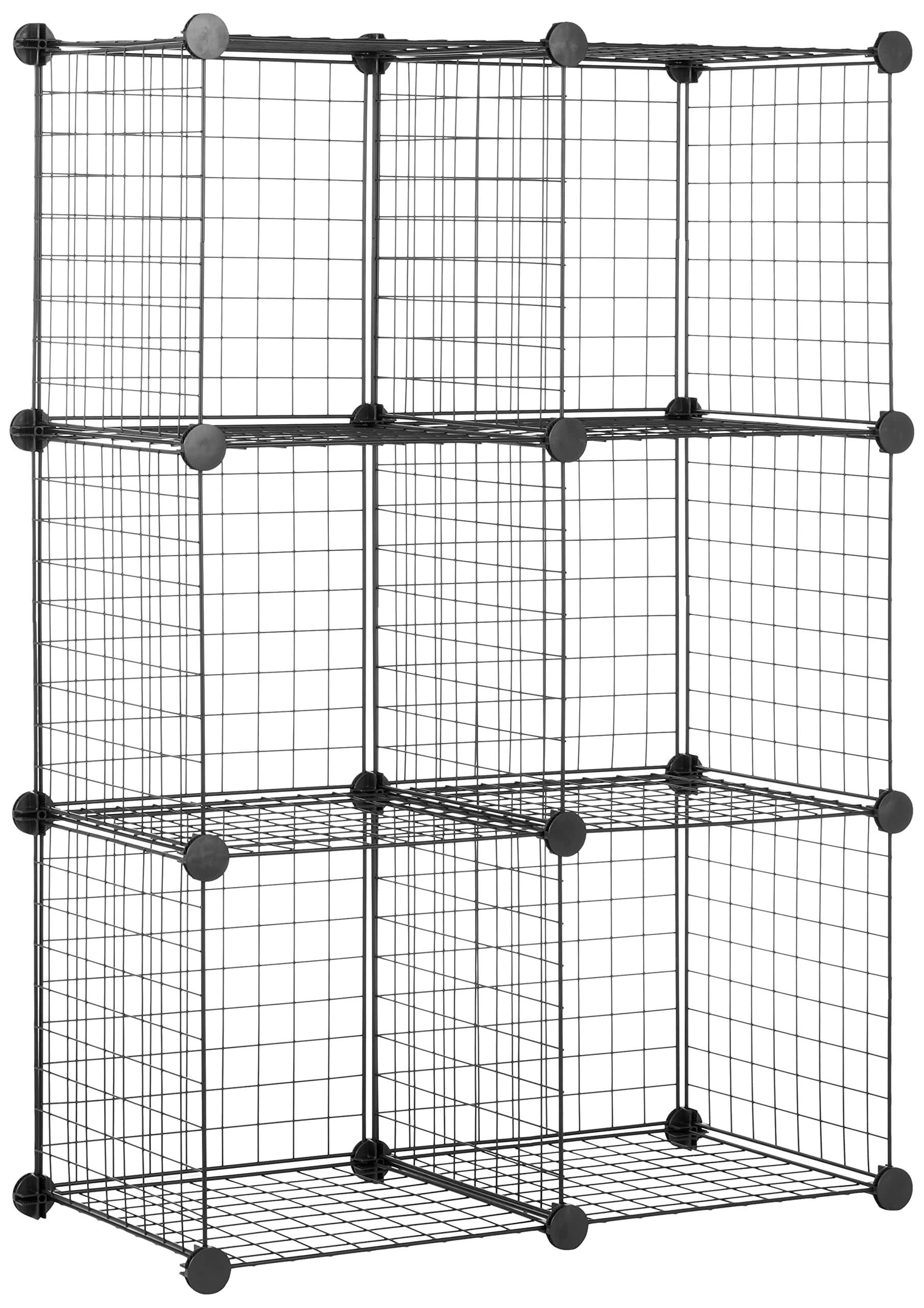 Amazon Basics 6 shelves Cube Interlocking 1 Storage Unit With Metal Wire Mesh, 60 Pounds / 27kg Shelf Maximum Weight Capacity, Black, 37 cm D x 77 cm W x 114 cm H