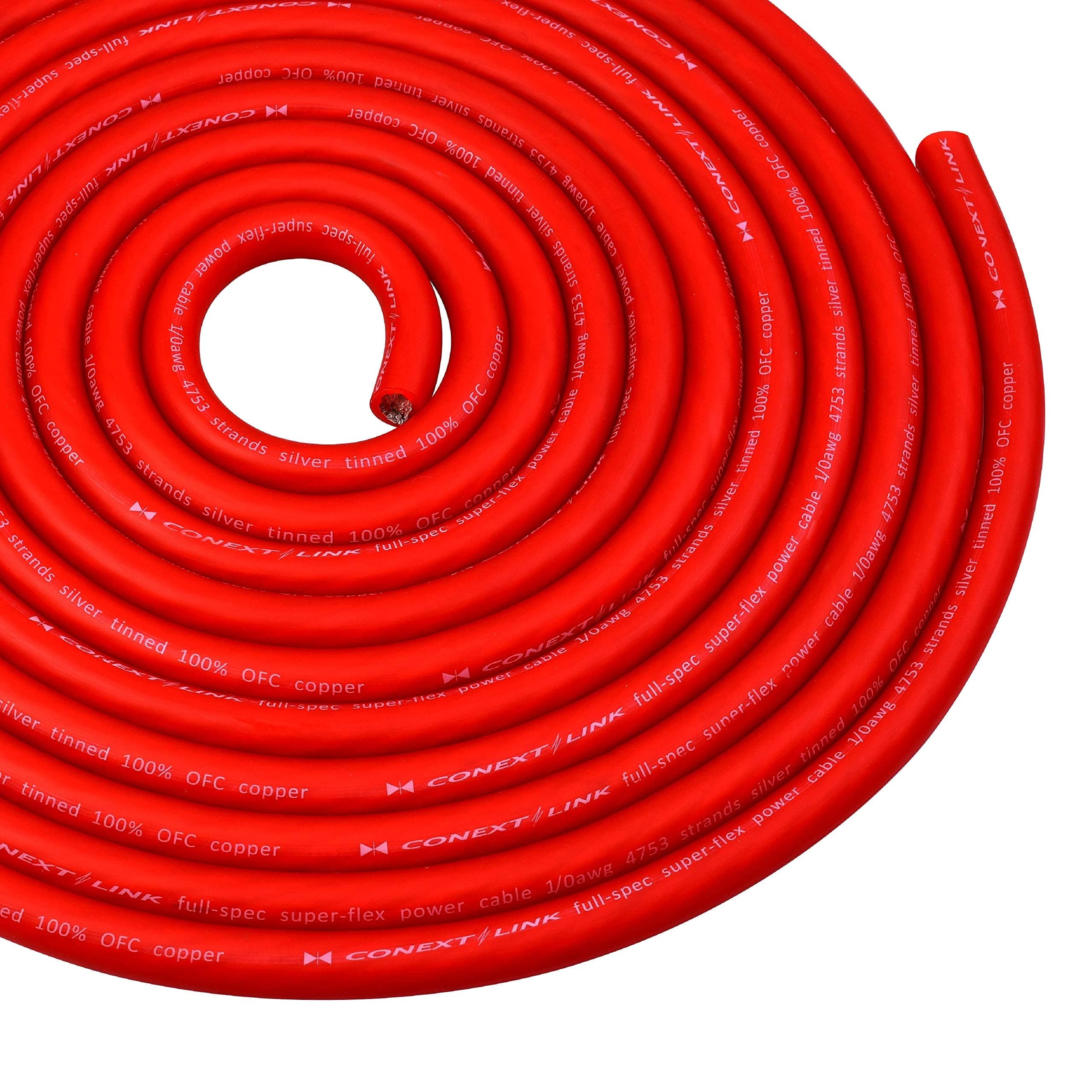 Conext Link 25 FT 1/0 AWG 0 GA Full Gauge Battery Power Cable Ground Wire Frost Red OFC Copper