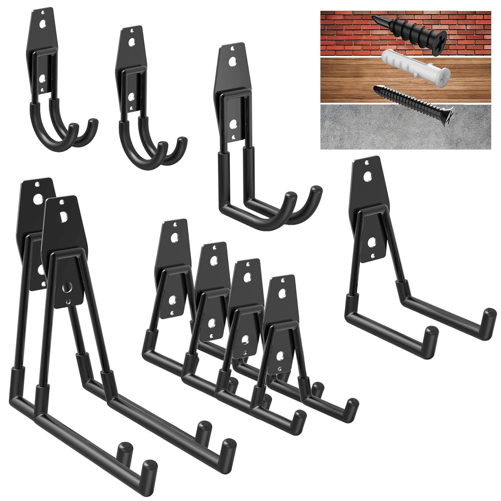 10-Pack Heavy Duty Garage Hooks with 3 Unique Welding Points, Loading 99LBS, Super Strong Garage Storage Hooks for Bikes Ladders Tools, Utility Garage Wall Hooks for Garage Organization/Black