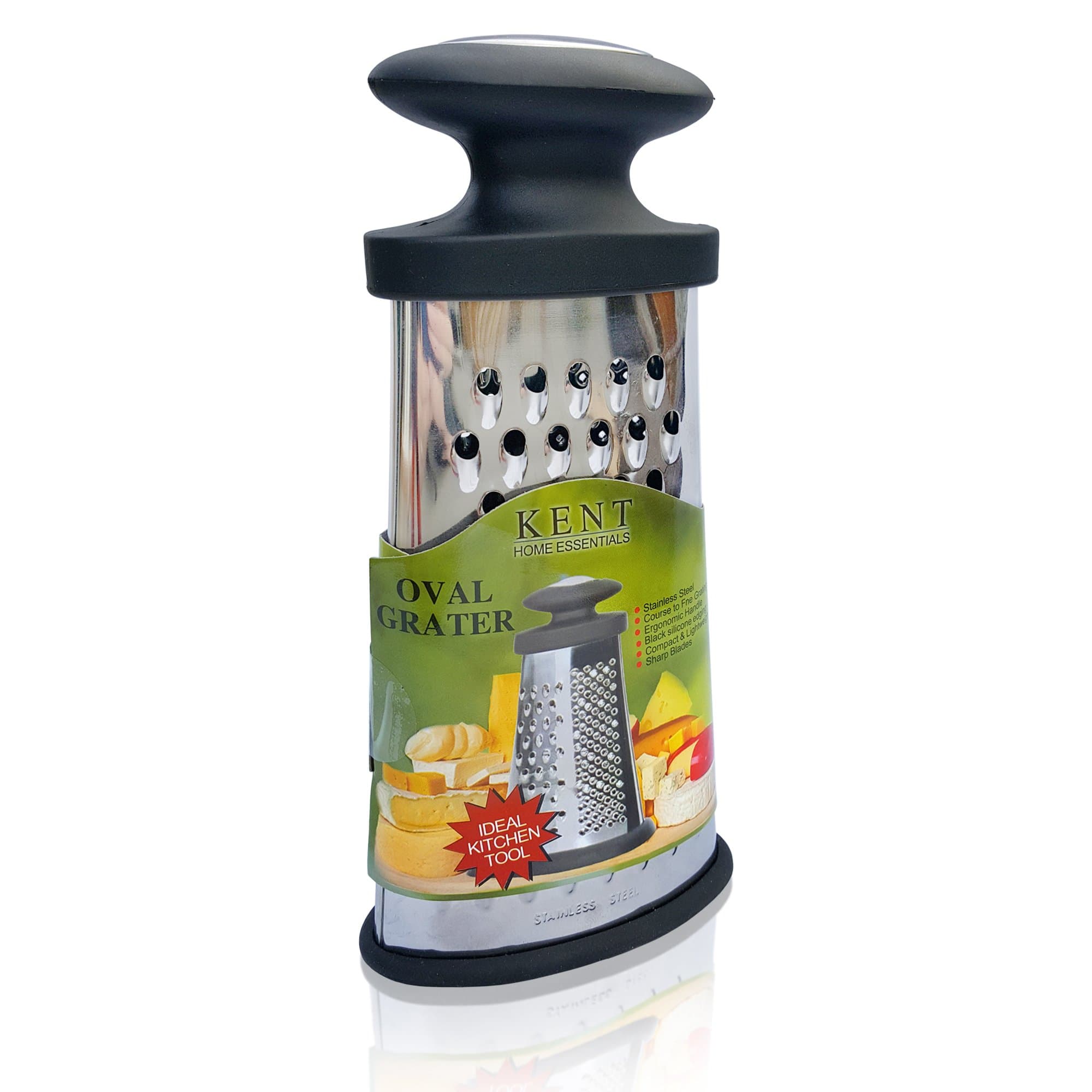 Best Cheese Grater and Zester - Sharp, Rustproof Stainless Steel, Non-Slip Handle and Base for Easier, Faster Grating - Compact Design for Easy Storage - Kitchen Accessories by Kent Home Essentials
