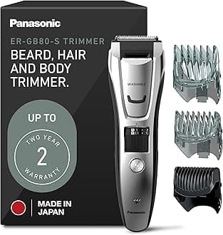 ER-GB80-S Body and Beard Trimmer, Hair Clipper, Men's, Cordless/Corded Operation with 3 Comb Attachments and and 39 Adjustable Trim Settings, Washable
