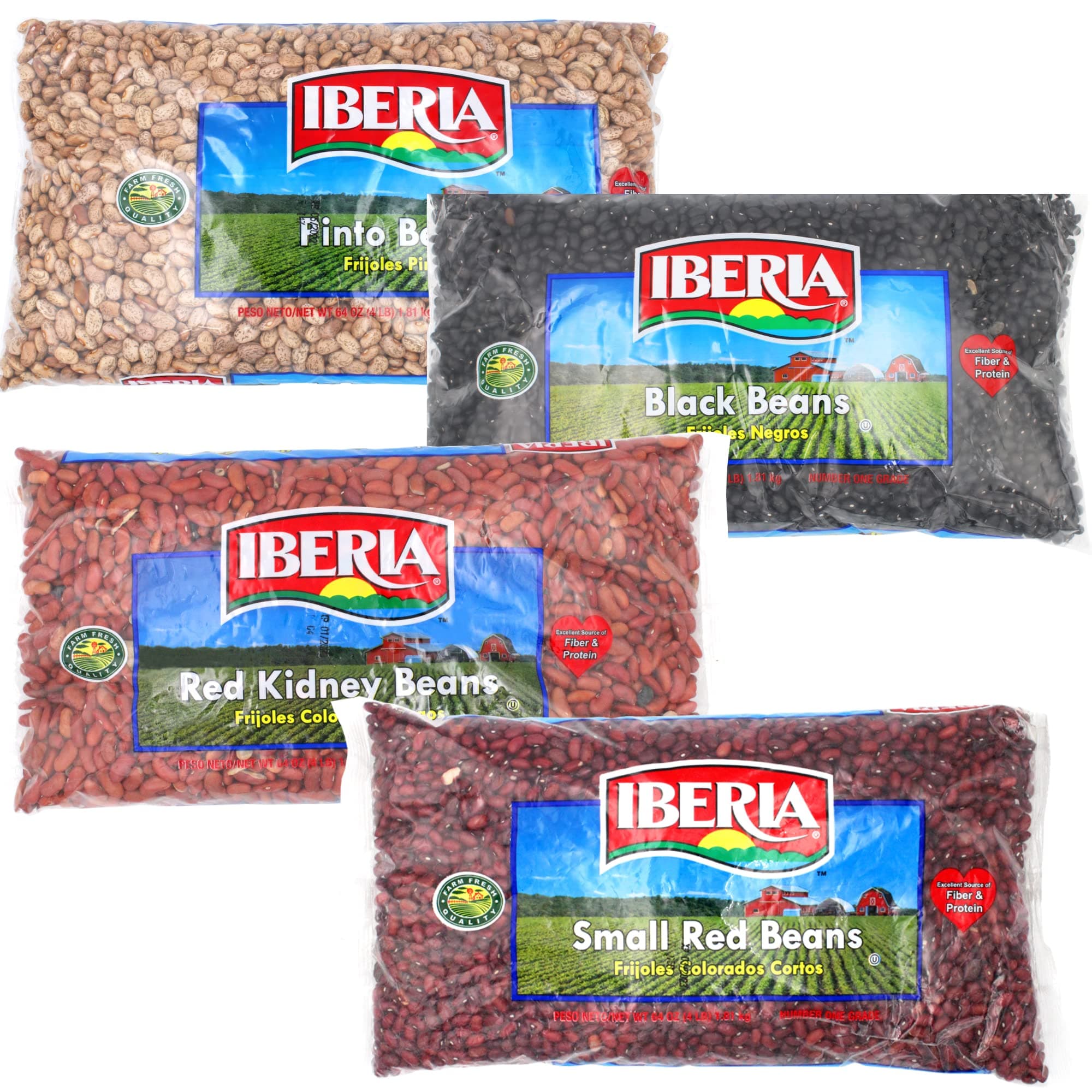 Iberia Dry Beans Bulk Bundle, 4lb. Dry Black Beans, 4lb. Dry Kidney Beans, 4lb. Dry Pinto Beans, 4lb. Dry Small Red Beans