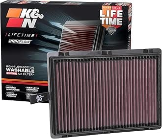 K&N Engine Air Filter: High Performance, Premium, Washable, Replacement Filter: Compatible with 2015-20 KIA Sorento, 2020 KIA Telluride, 2017-18 HYUNDAI Sante Fe Sport, 2020 HYUNDAI Palisade 33-5075