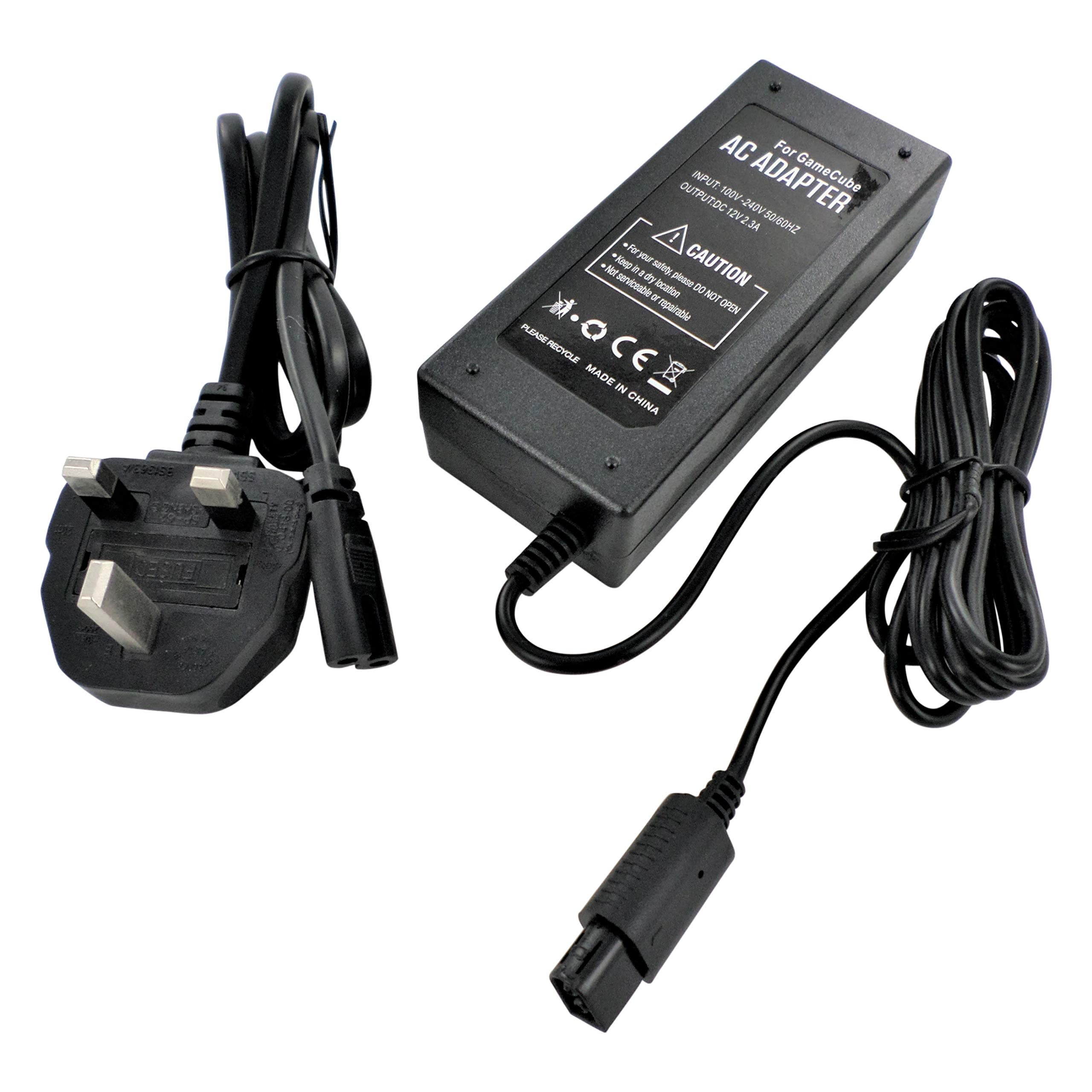 Power supply AC/DC adapter lead for Nintendo GameCube console UK plug - black | ZedLabz