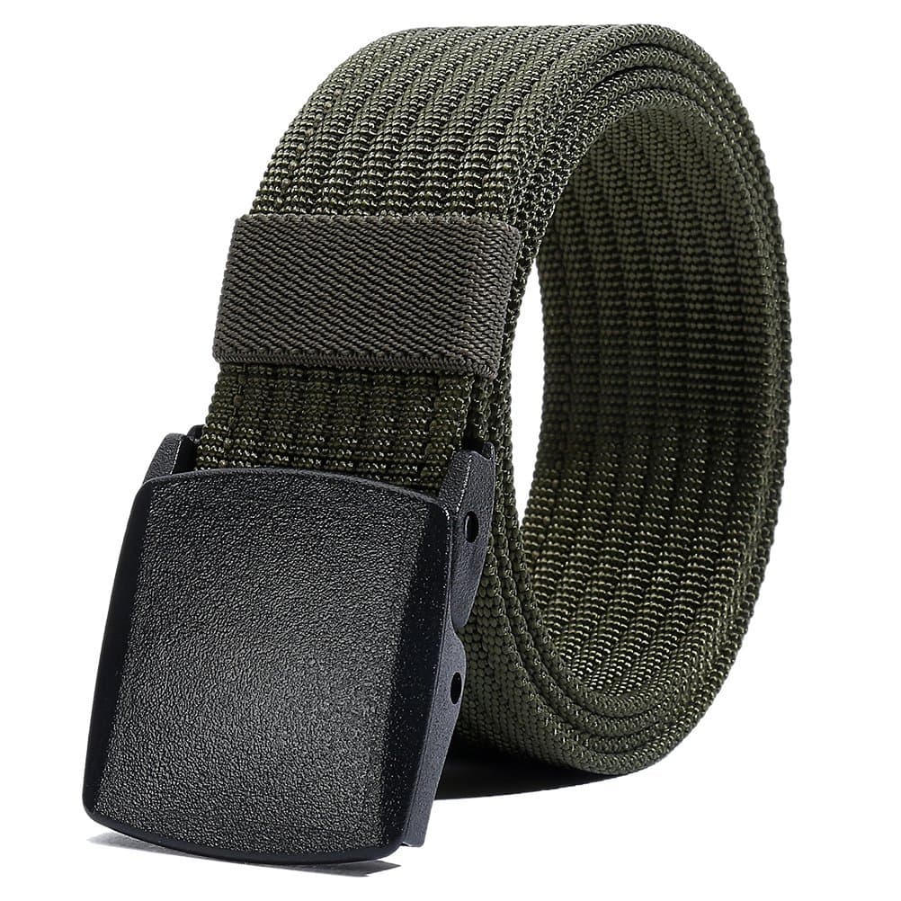 Men's Nylon Work Belts - Breathable Webbing Canvas Belt with Plastic Buckle, Adjustable Trim to Fit 28-49" Waist