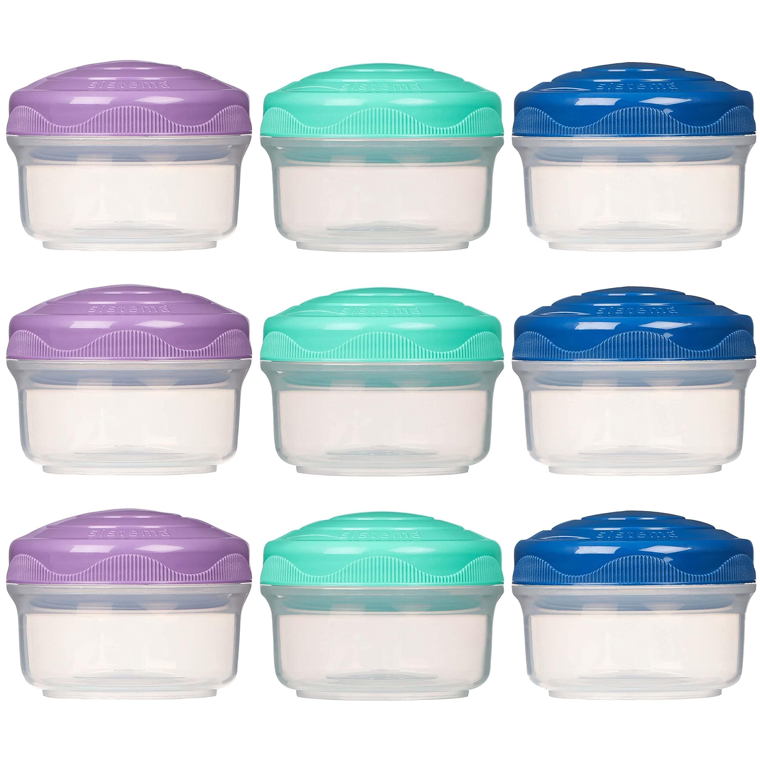 Sistema TO GO Mini Bites Snack Pots 130 ml Stackable Snack Boxes for Kids Travel Food Containers with Lids 9 Count