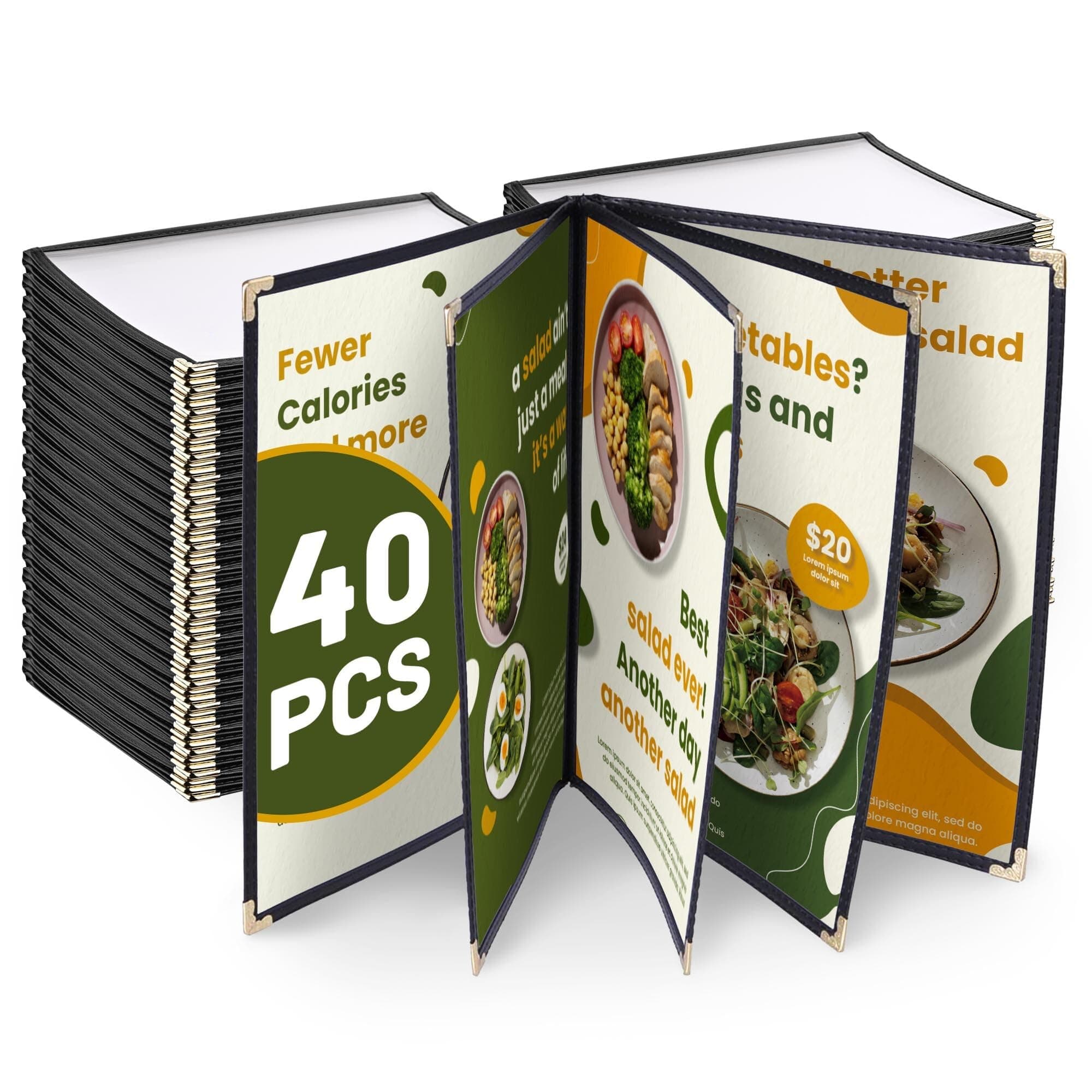 WeChef 40 Pack Restaurant Menu Covers 8.5 x 14inch Book Style 5 Pages 10 Views