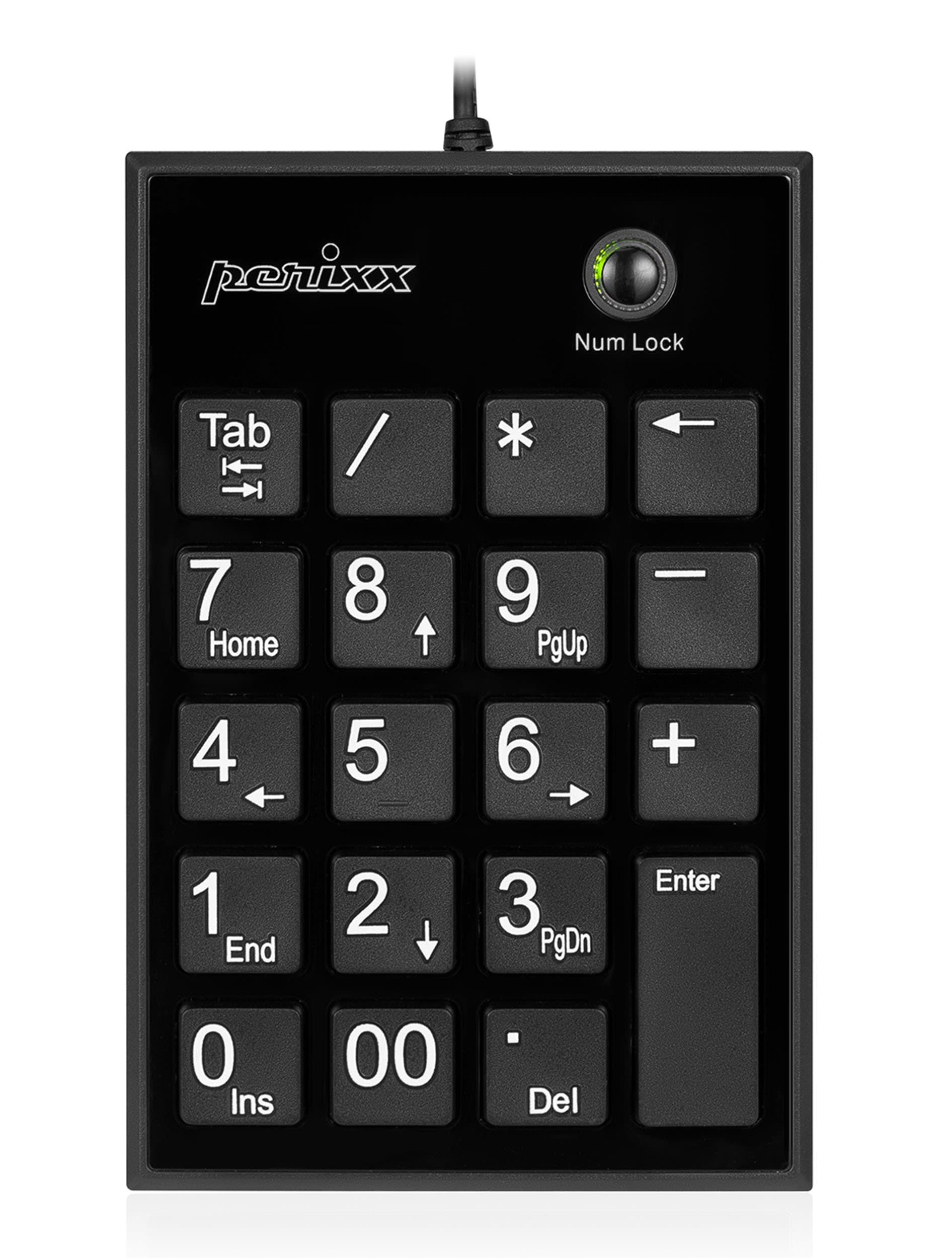 PPD-202 Wired 19 Keys Slim Numeric Keypad, Big Print Font, Silent Notebook Scissor Key Number Keypad with Tab Key and Num Lock, Black