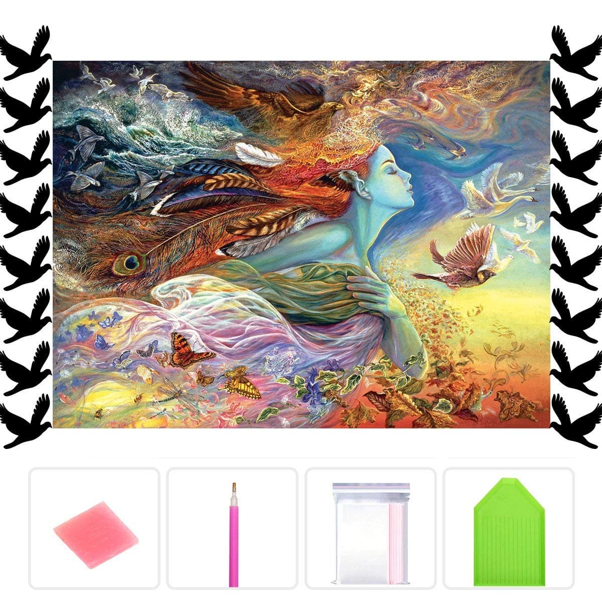 DIY 5D Diamond Painting Kit, ONE Phoenix Full Round Drill Famous Art Elf Large Paintings Kits, Clearance Rhinestone Diamond Arts Craft for Home Wall Decor, Contain Painting Tools(19.7x23.7IN/50x60CM)