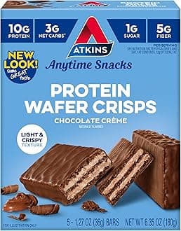 Snack Wafer, Chocolate Crème Flavor, 5 Pack (36g Per Bar) - Low Carb, Keto Friendly, High Protein Snack