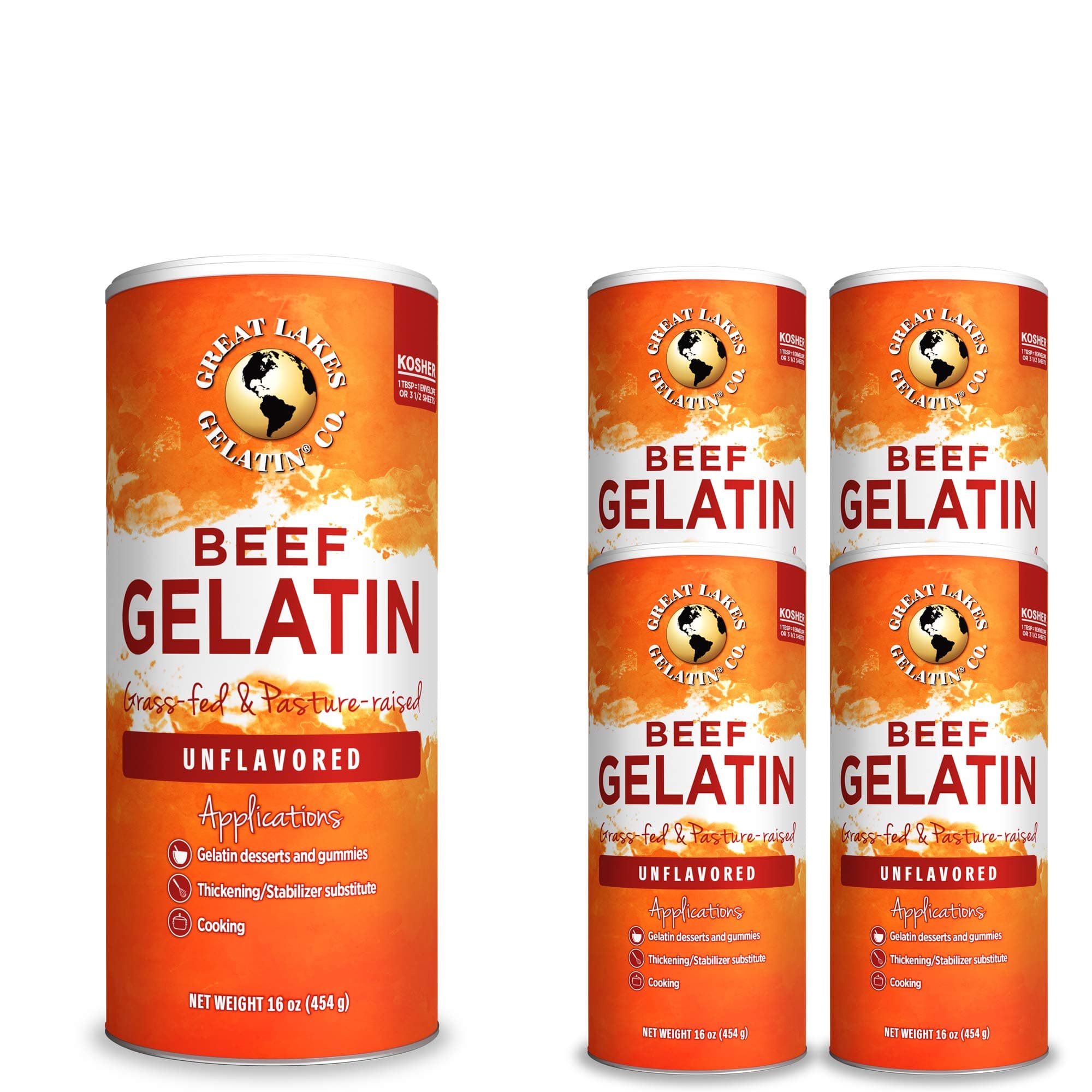 Great Lakes Pure, Beef Gelatin, 16oz 4-Pack