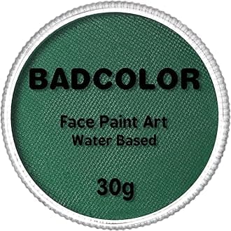 Dark Green Face Body Paint(30gm), Water Activated Face Painting Kit for Kids & Adults Party, Halloween Facepaint SFX Makeup Kit for Monster Witch Orcs Hulk Hunting Camo Costumes Cosplay