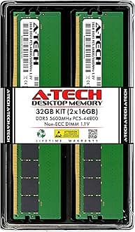 A-Tech 32GB Kit (2x16GB) DDR5 5600MHz PC5-44800 CL46 UDIMM 1.1V Non-ECC Unbuffered DIMM 288-Pin Desktop PC/Computer RAM Memory Upgrade Modules