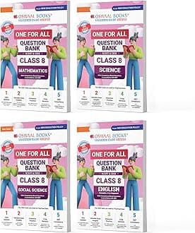 Oswaal One For All Question Banks NCERT & CBSE Class 8 (Set of 4 Books) Maths, Science, Social Science, And English (For Latest Exam)