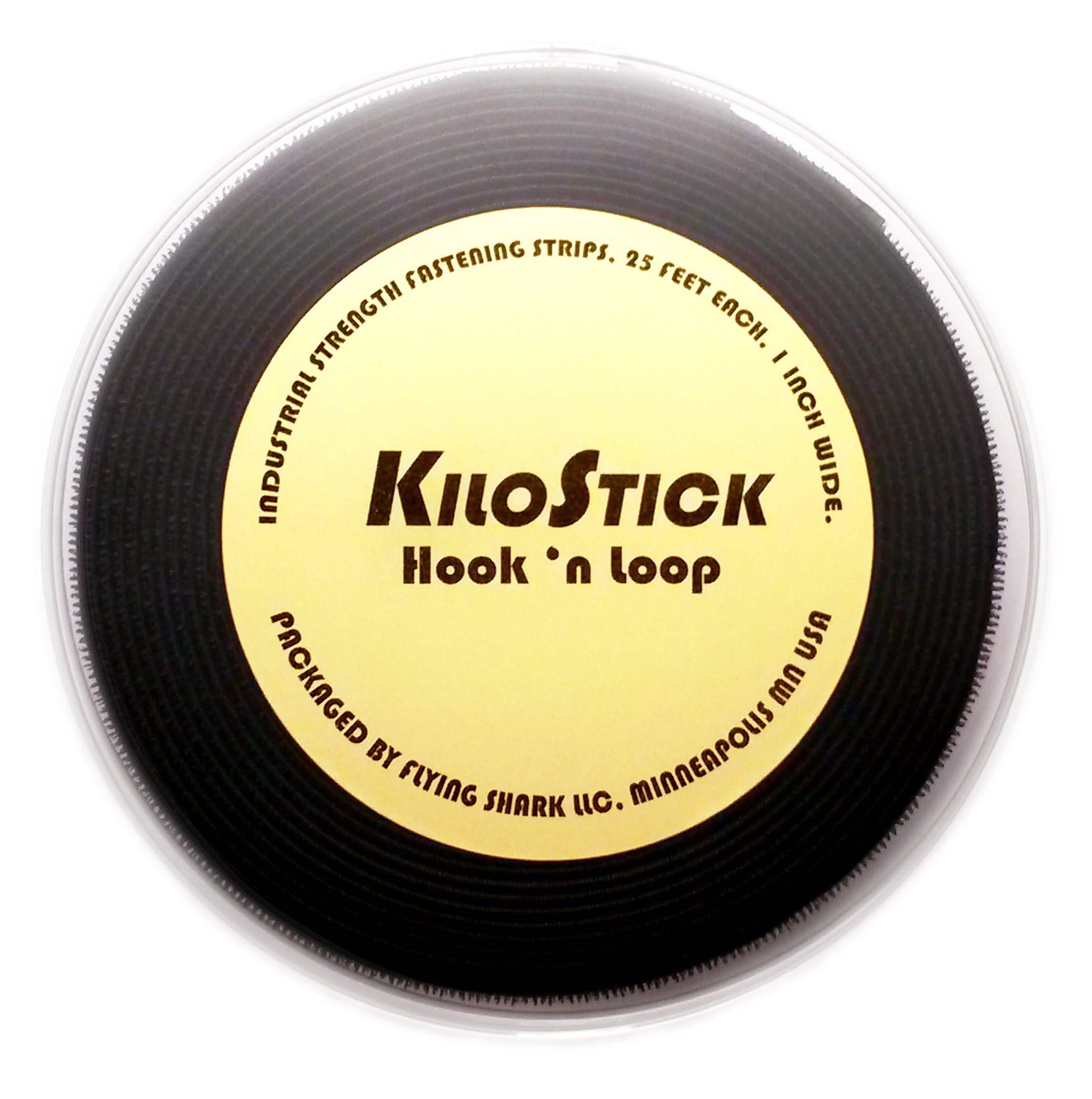 KiloStick Hook and Loop Sew-On Fastening Rolls, 1” x 25', Industrial Strength (Black)