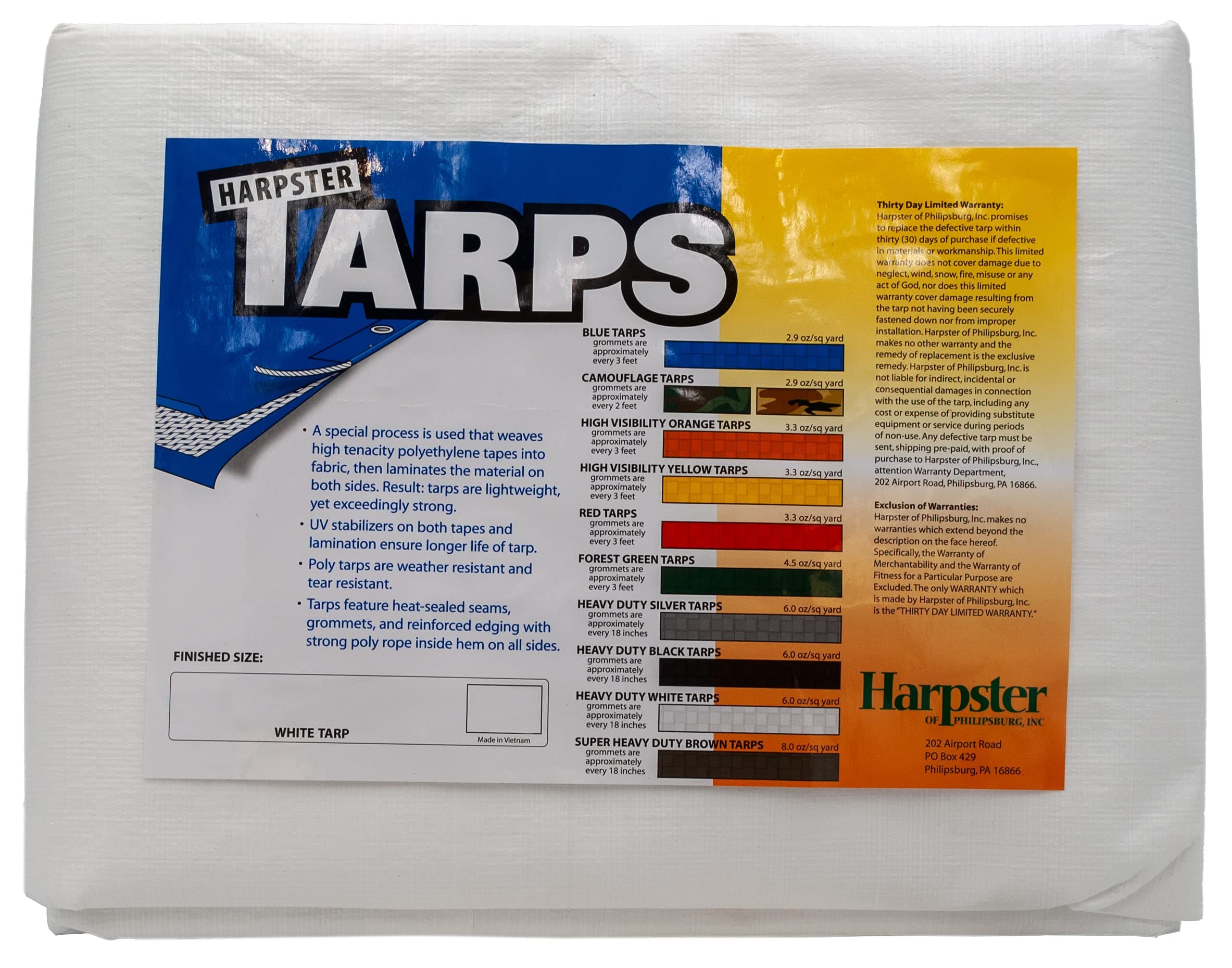 Heavy Duty White Tarp 6 OZ., 7'x10'