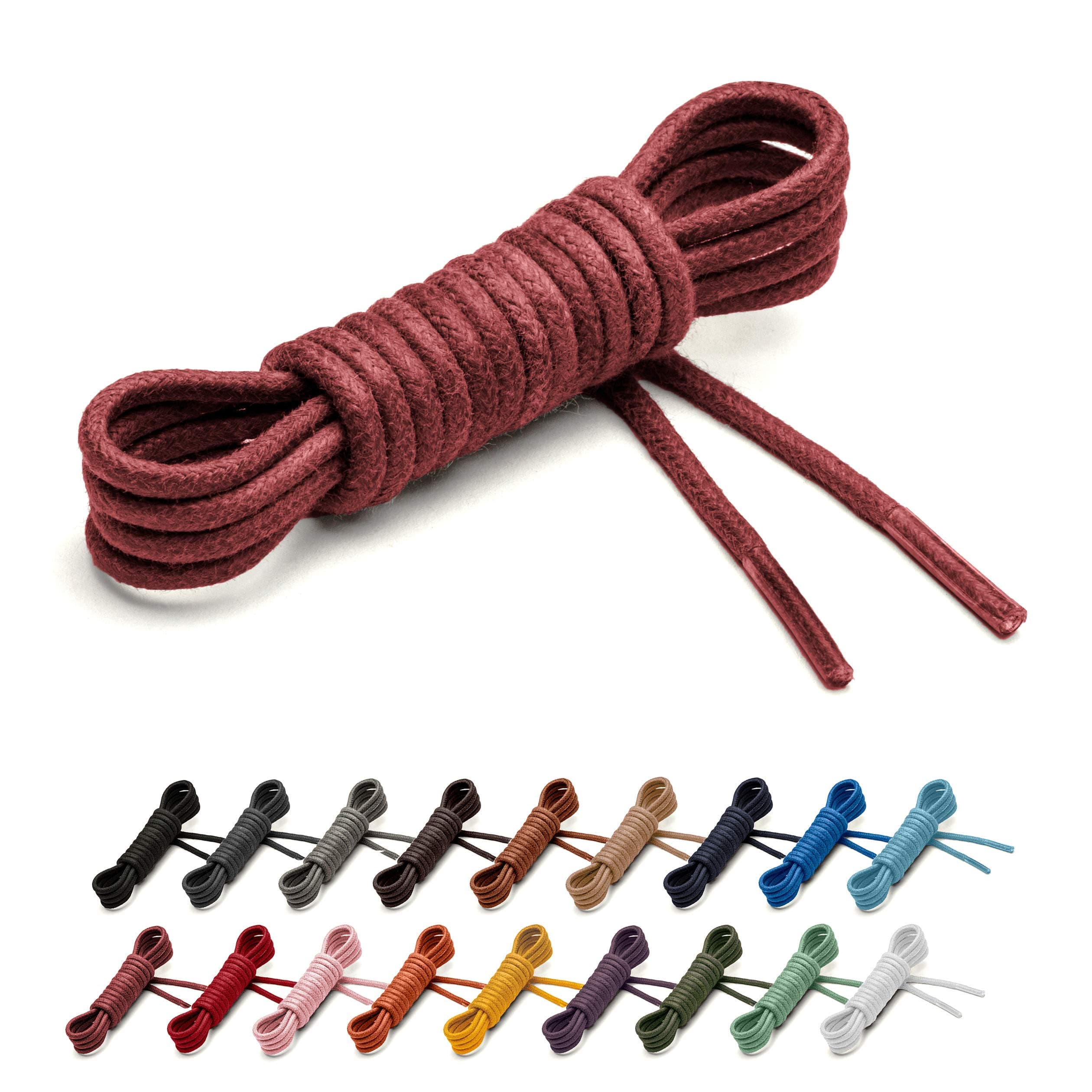 Benchmark BasicsRound Waxed Cotton Shoe Laces - 2mm (5/64”) Width - 27”, 30”, 33”, 36” & 39" - Available in 18 Colors