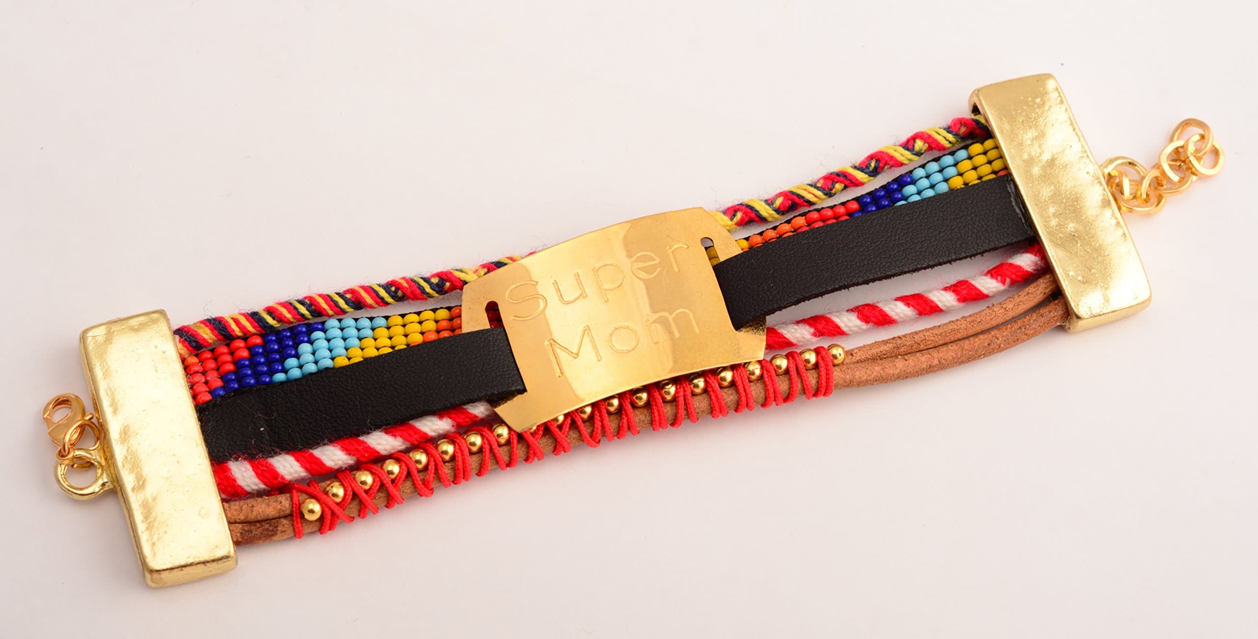 Handwoven Beaded Super Mom Bracelet