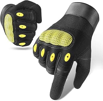 Cierto Motorcycle Gloves for Men and Women, Touchscreen Motorcycle Riding Gloves with Hard Knuckle Protection, Full Finger Gloves with Reinforced Palm for Dirt Bike, Motocross, ATV, MTB-BlackYellow-M