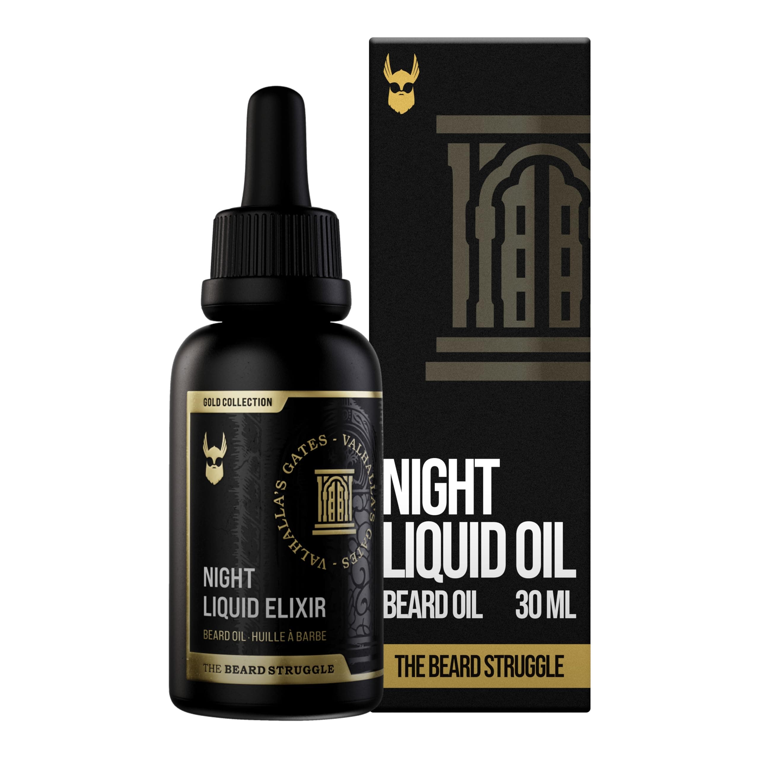 – Night Liquid Elixir Beard Oil - Gold Collection - Valhalla's Gates - Beard Oil for Men - Natural Blend for Softens, Moisturizing, & Healthier Beard Growth (30 ml)