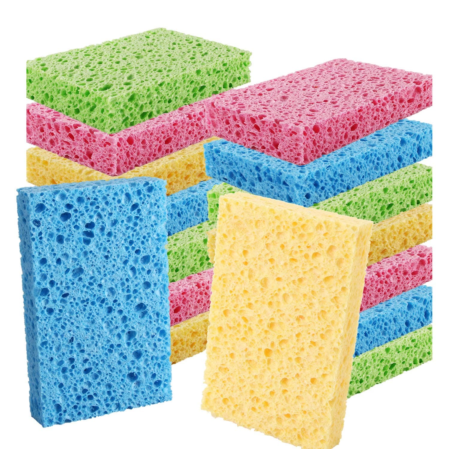 - Cleaning Scrub Colored Sponge,Non-Scratch Kitchen Cellulose Dishwashing Sponge,16Pack Biodegradable Natural Sponge