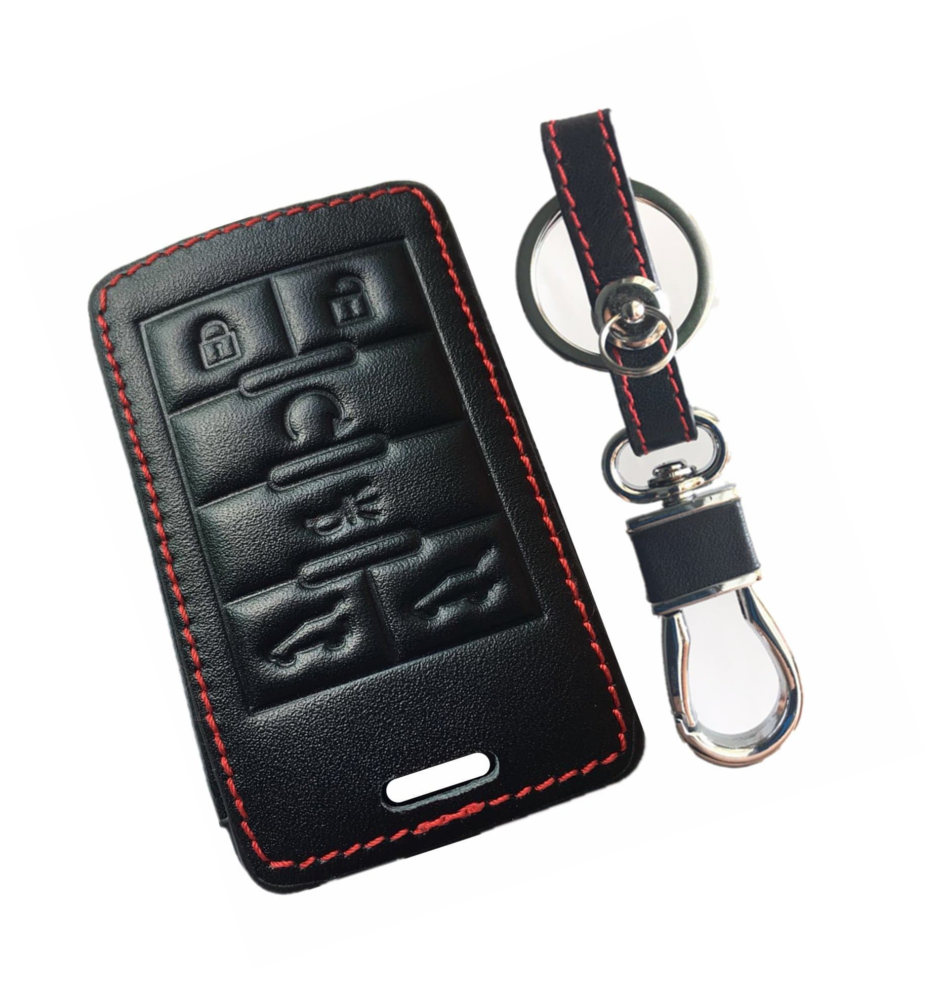 KAWIHEN Leather Smart Remote Key Fob Case Keyless Entry Case Holder Cover Compatible with Escalade Escalade ESV Escalade EXT 22756466 OUC6000066 850K-6000066