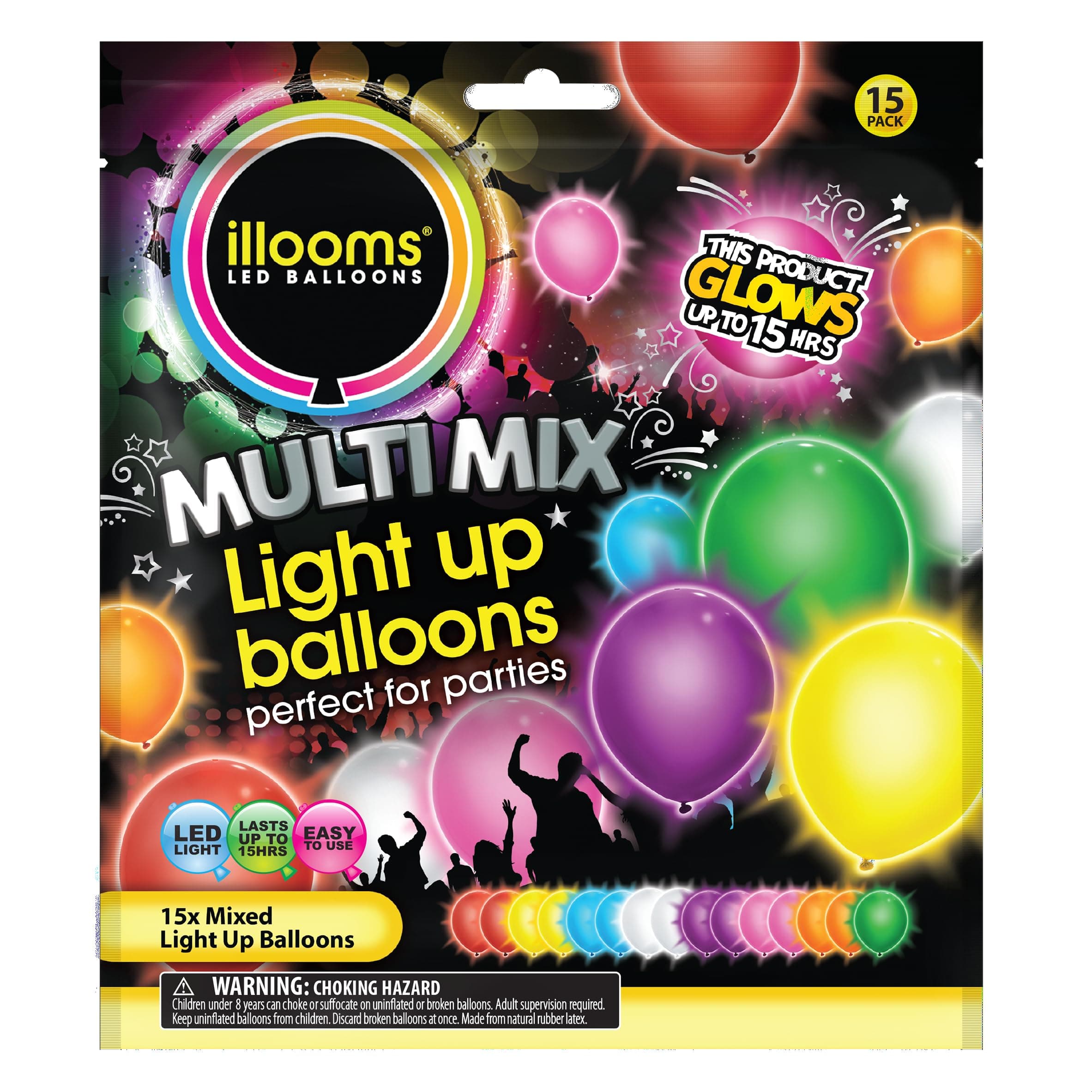 iLLoom Balloon - Fixed LED Light Up Balloons - 15pk (Mixed)