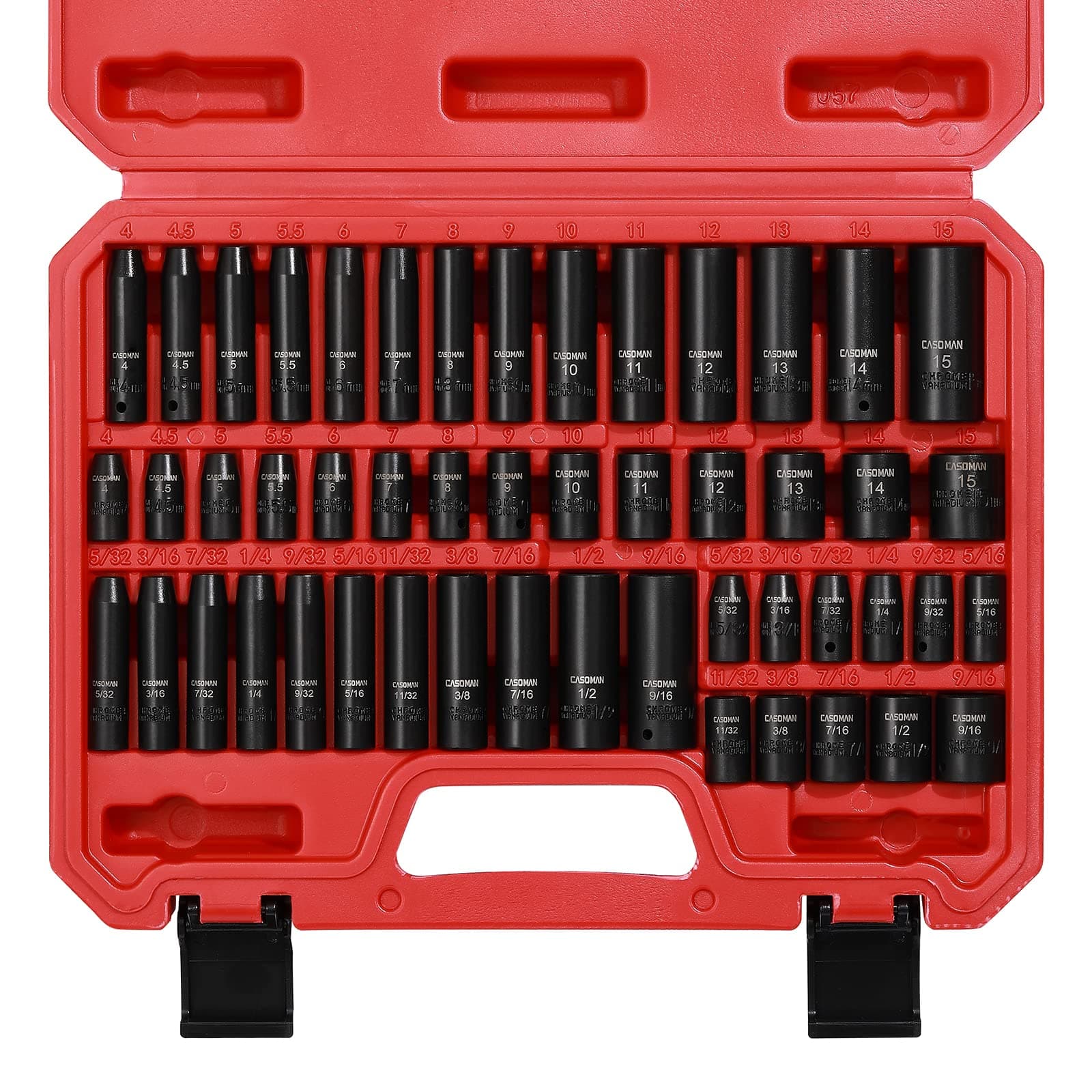 1/4 Inch Drive Master Impact Socket Set, 50-Piece, SAE/Metric, 5/32 Inch - 9/16 Inch, 4mm - 15mm, Standard/Deep,CR-V