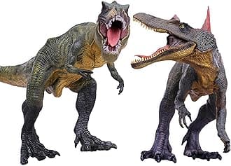 Dinosaur Toys Tyrannosaurus Rex and Spinosaurus Dinosaur World Action Figures, Great Birthday Gift, Collection, Cake Topper, Party Supplies, Room Decor for Kids 3-12 Years Old