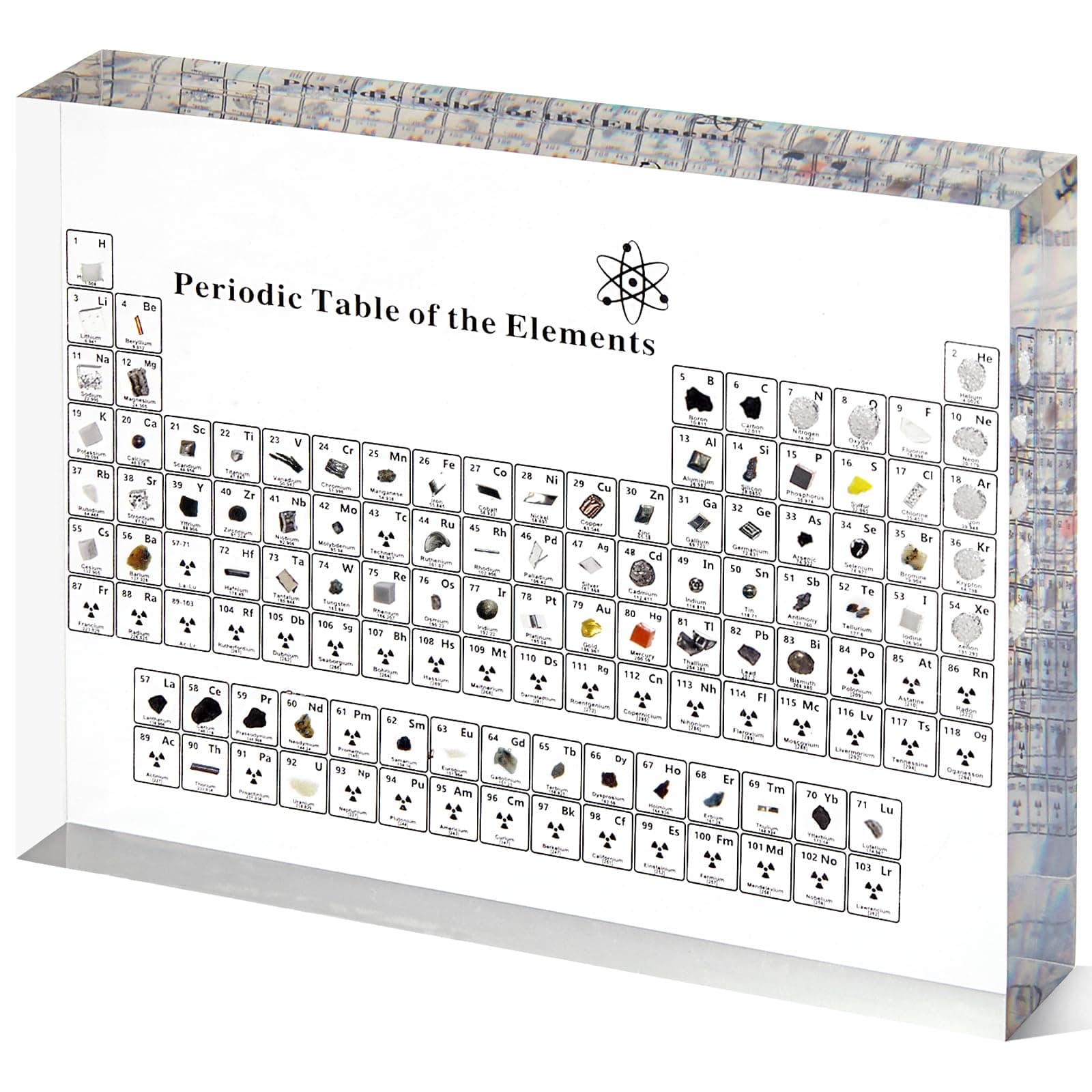 Mukarisk Large Periodic Table With Real Elements Inside, Acrylic Samples, Display Elements, 7.9 * 5 1 Inch