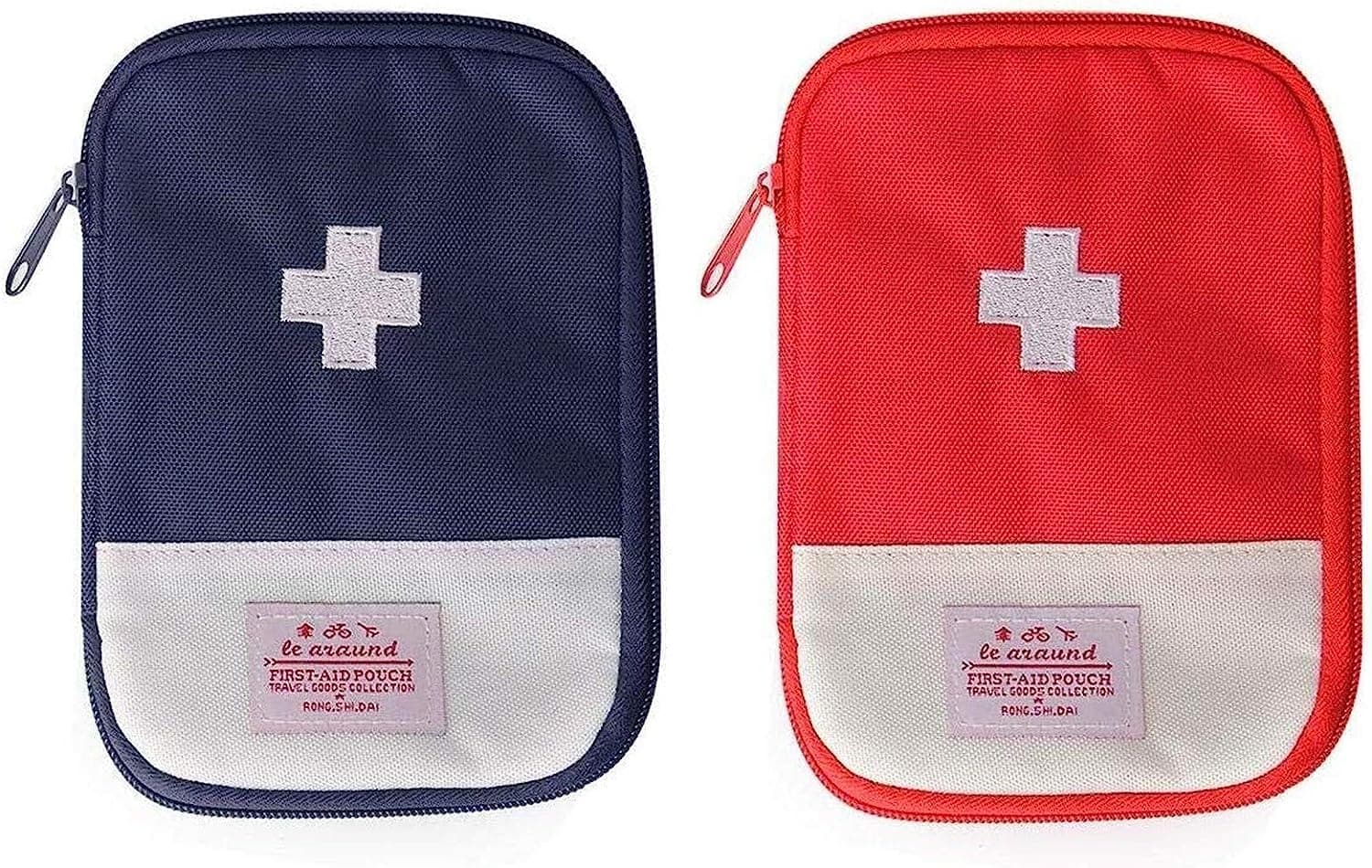 JIAKAI 2 Packs First Aid Bag,Empty First Aid Pouch,Mini Portable Medical Bag for Outdoor Camping Hiking Travel Emergency，Multifunction Emergency Medicine Storage Bag-7x5 inch