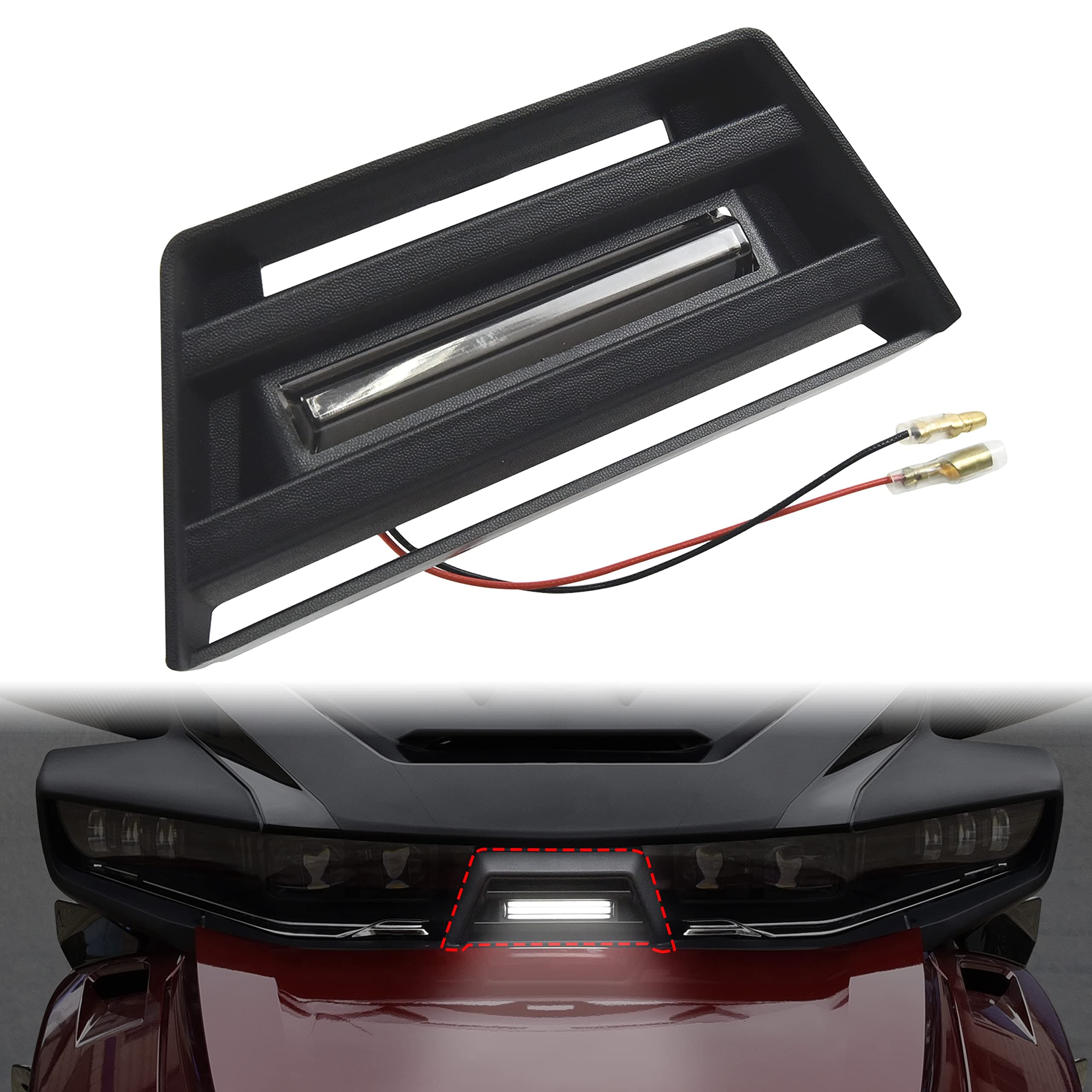 SAUTVS Front Center Fairing with Accent Light for Can Am Spyder RT, Black Center Front Fairing with Accent Light for Can-Am Spyder RT 2020-2023 Accessories