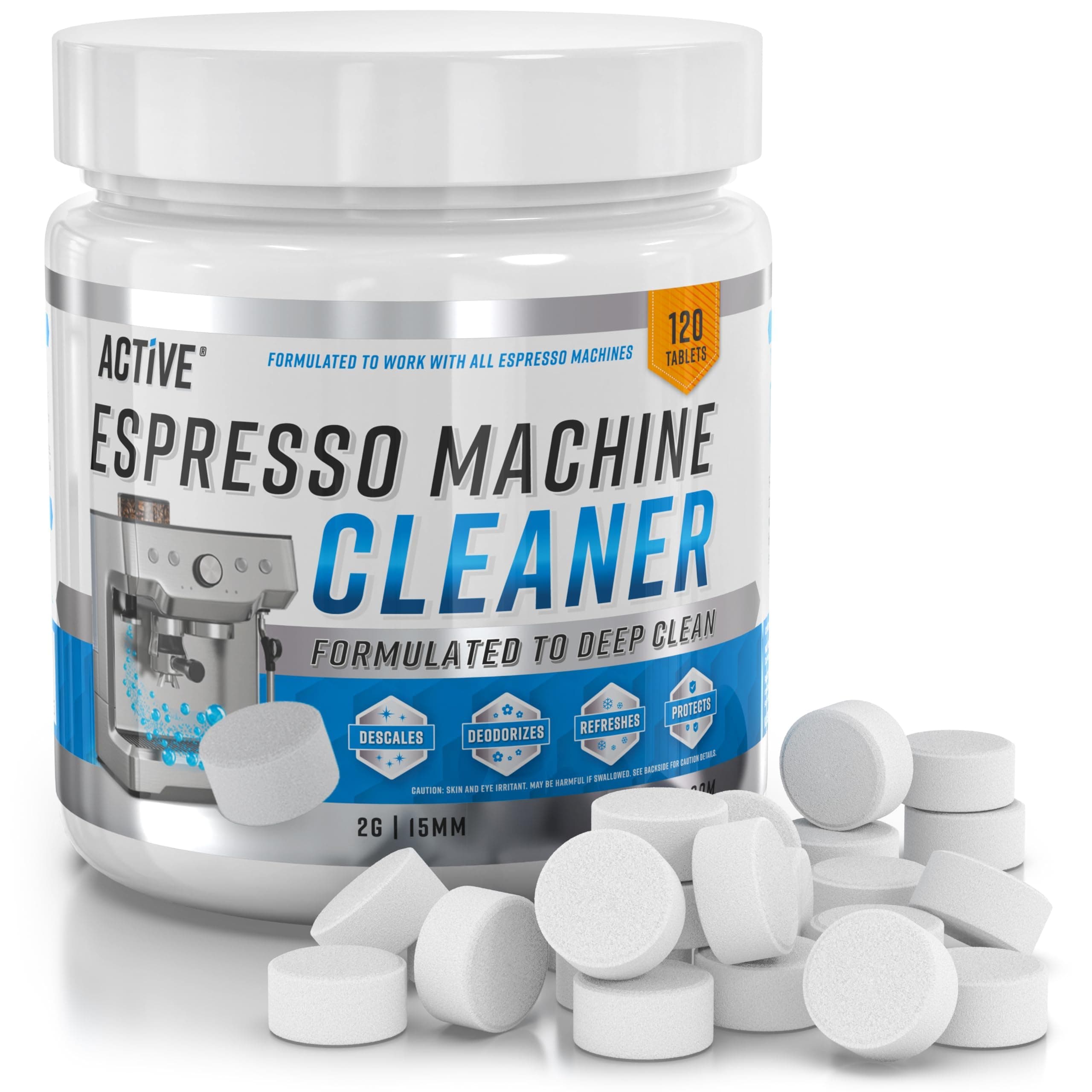 Espresso Machine Cleaning Tablets Cleaner - ACTIVE Backflush Group-head Oil Remover Solution Tablet, Compatible with Sage, Breville Barista Max, Gaggia, Delonghi, Tassimo Bosch, Dolce Gusto - 120 Tabs
