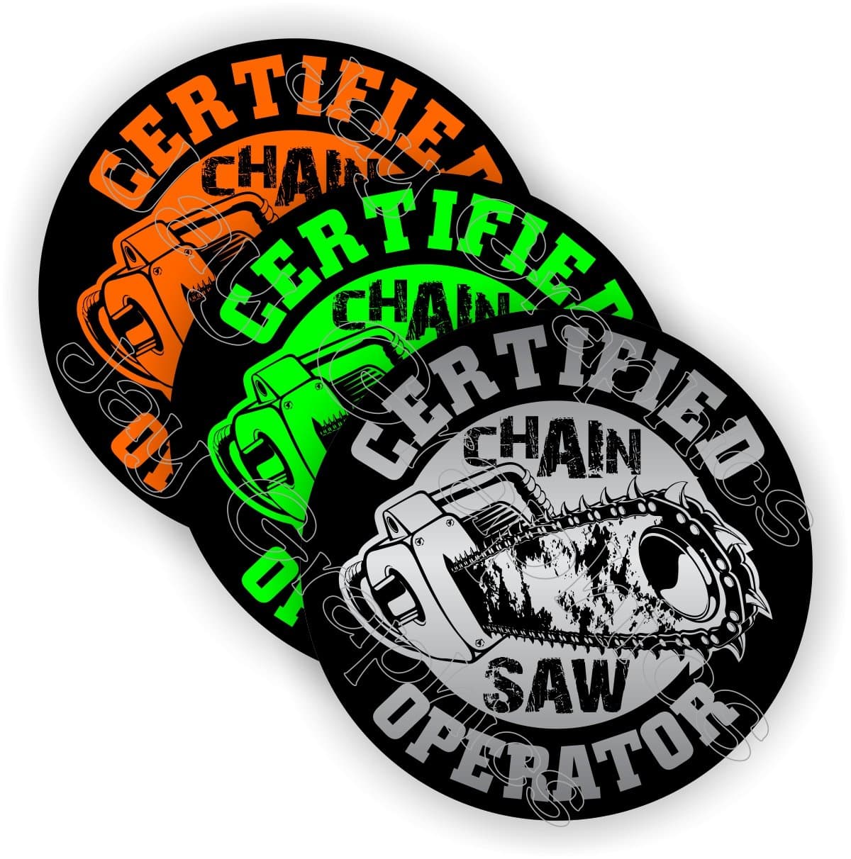 (3-pack) Certified CHAINSAW OPERATOR Funny Hard Hat Stickers | Motorcycle Welding Biker Helmet Decals \ Vinyl Weatherproof Labels Chain Saw Arborist \ Laborer Foreman Welder Construction Safety Badass
