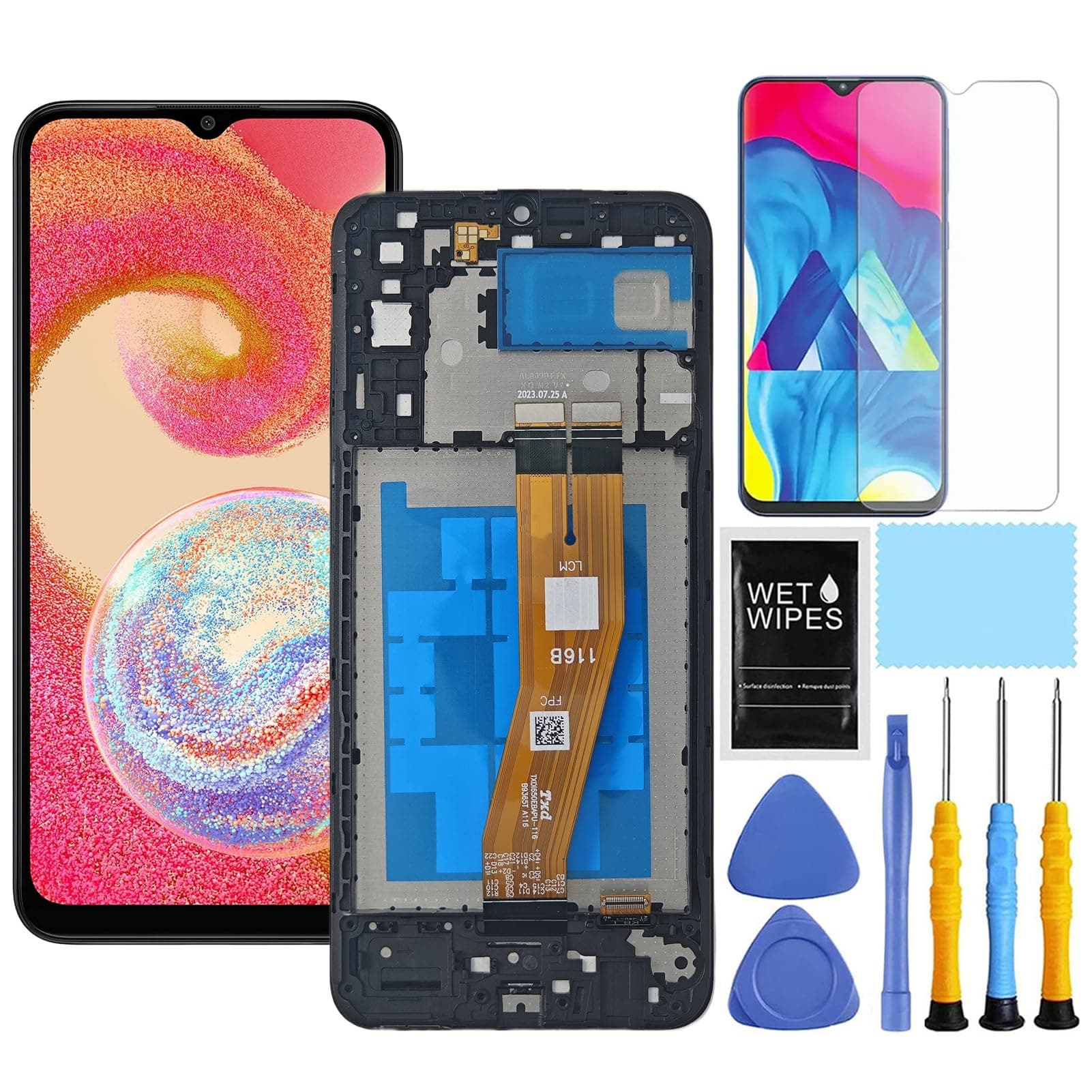 for Samsung Galaxy A04e Screen Replacement with Frame for Samsung a04e a042 Screen Replacement A042u A042a A042w A042f LCD Display digitizer Touch Screen Assembly with Repair Part Tools 6.5 inch