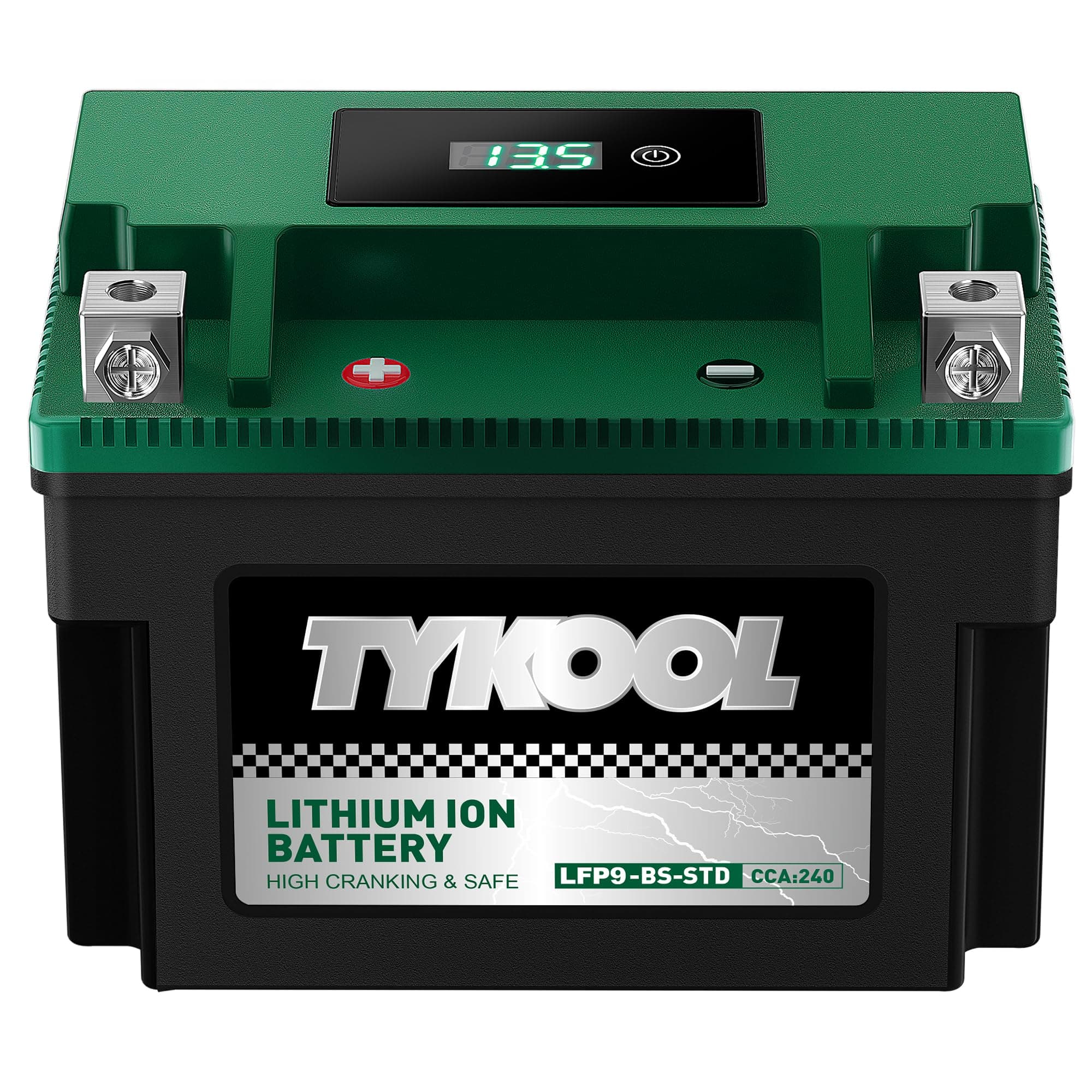 - LFP9-BS-STD [+ -] Lithium Powersports Battery 240CCA 4Ah Digital Volt Readout IP66 for Ninja 400 Z650 Honda CBR600F4i KTM Duke 390 Suzuki GSX-R600 GSXR750 Predator 500 Replaces YTX9-BS