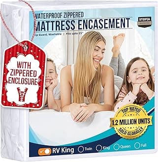 Utopia Bedding Waterproof Mattress Protector RV King Size, Zippered Mattress Encasement Bed Bug and Dust Mite Proof, Absorbent Six-Sided Mattress Cover