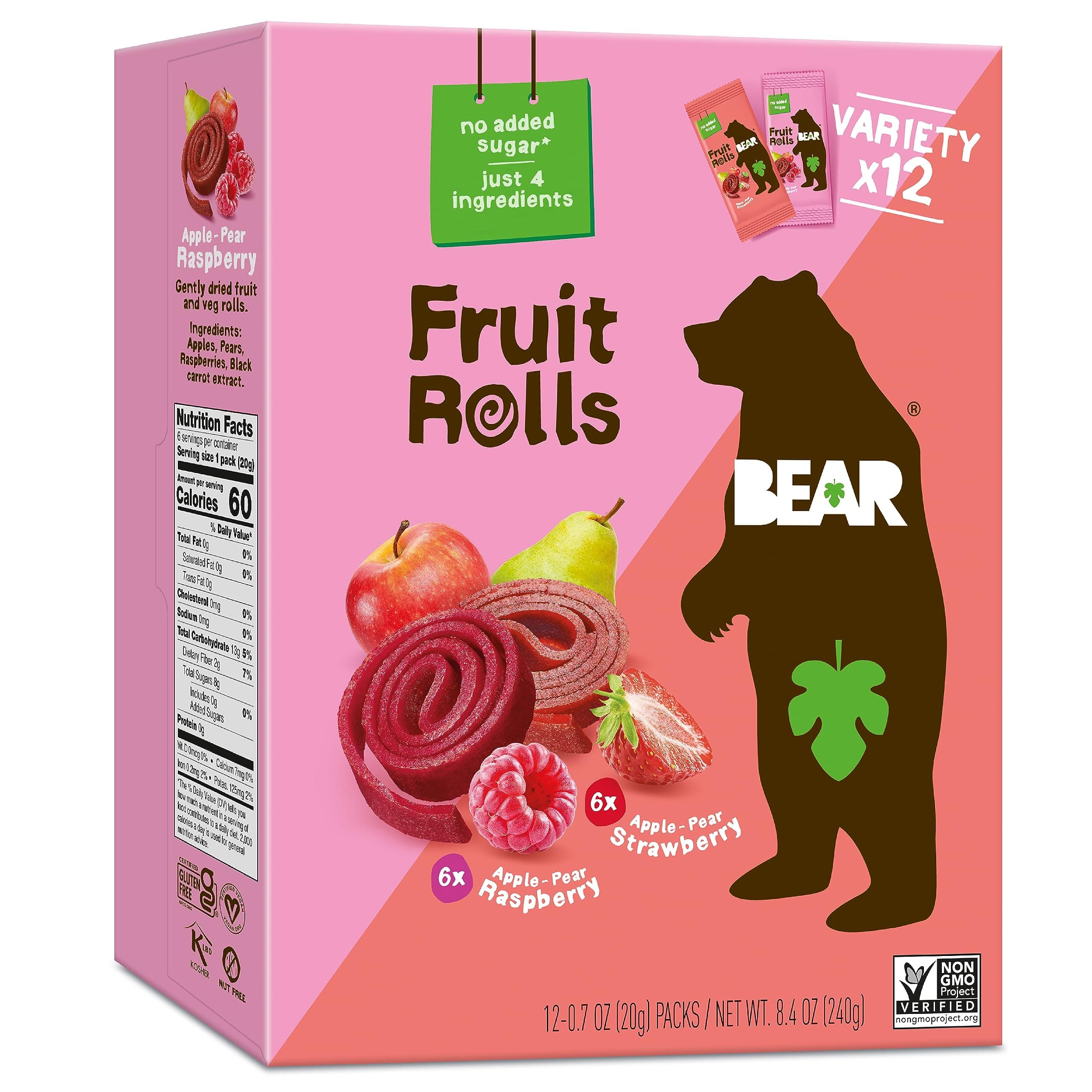 Strawberry Raspberry Fruit Rolls Variety Pack, 8.4 OZ