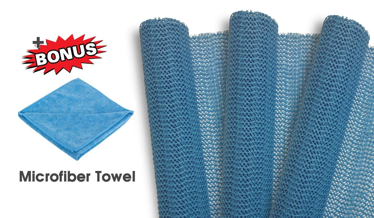 Homebound Non Adhesive Shelf Cabinet Liners with Microfiber Cloth, 3 Pack, 12-Inch-by-60-Inch, Blue