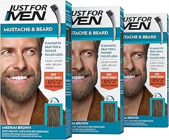 Mustache & Beard Brush-In Color Gel, Medium Brown, 1 Ounce, Pack of 3