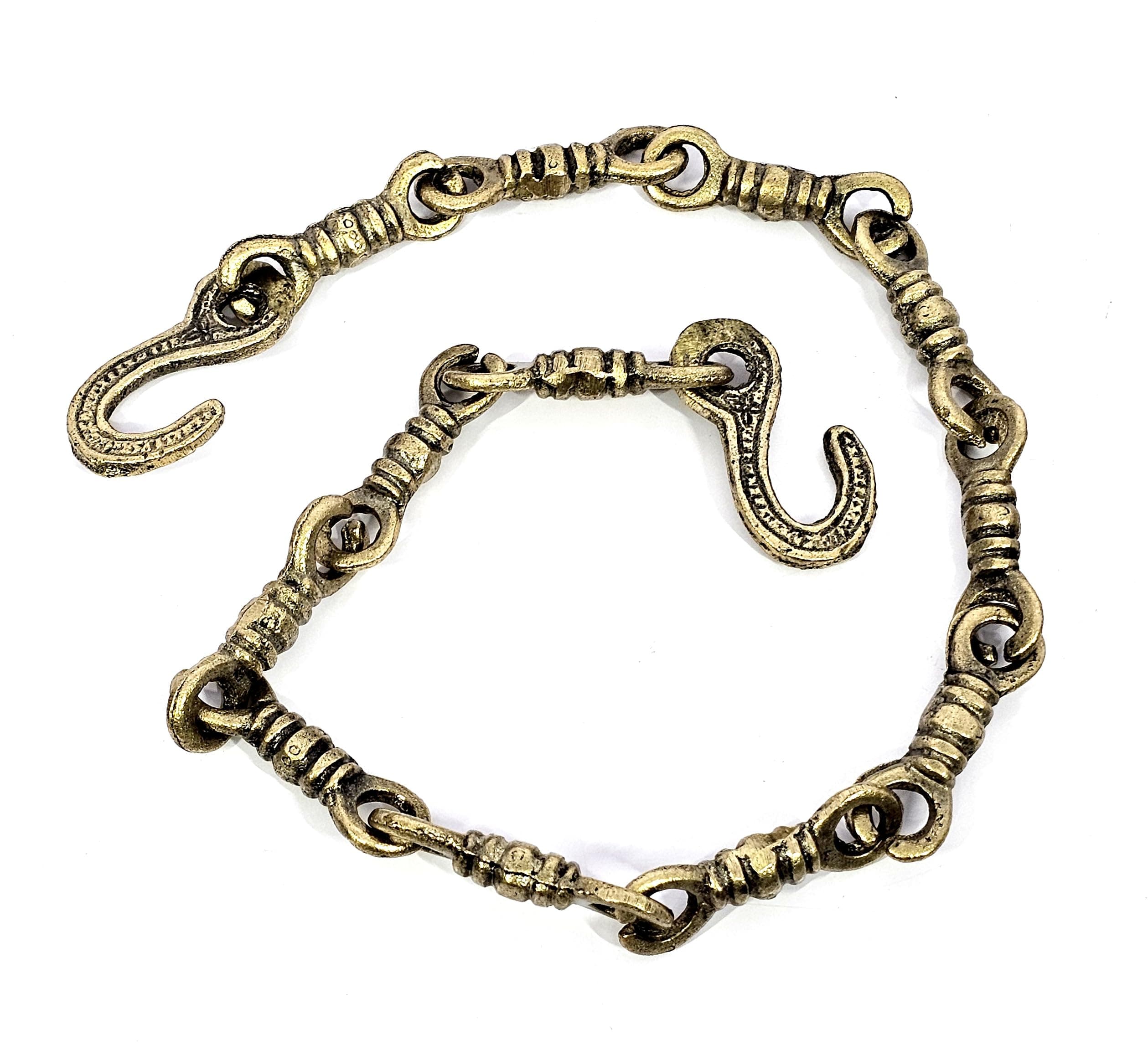 ESPLANADE Brass Chain with Hooks for Hanging Bell Diya Deepak Bells - Length 2 Feet (24" Inches) - Golden (‎Brass/Chain/2-Feet) (‎‎Brass/Chain/2-Feet)