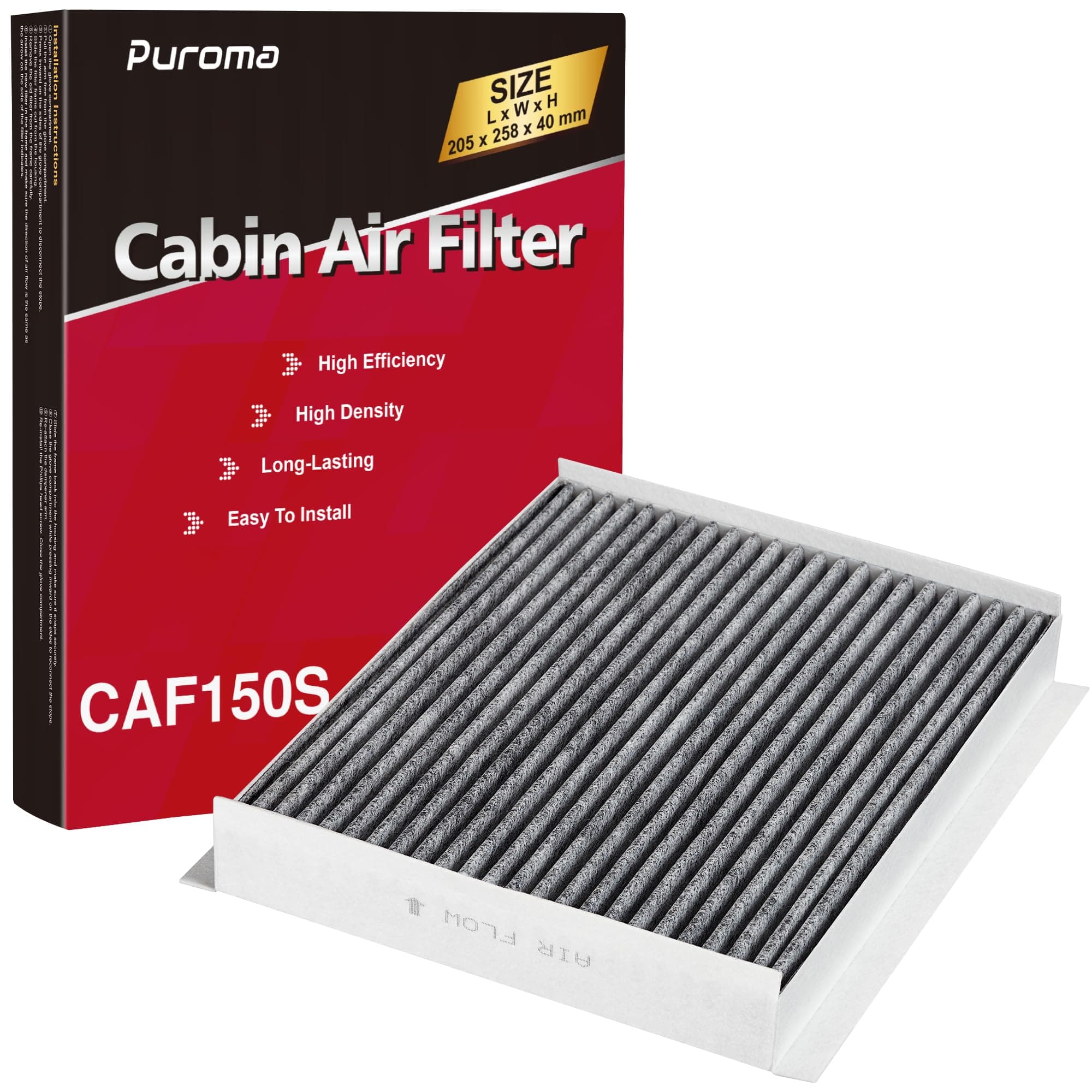 Puroma Cabin Air Filter with Activated Charcoal Layer, Replacement for CF12150, 6081C, 12150-C1, Compatible with Ford Expedition, F-150, F-250, F-350, F-450, F-550 Super Duty, Lincoln Navigator