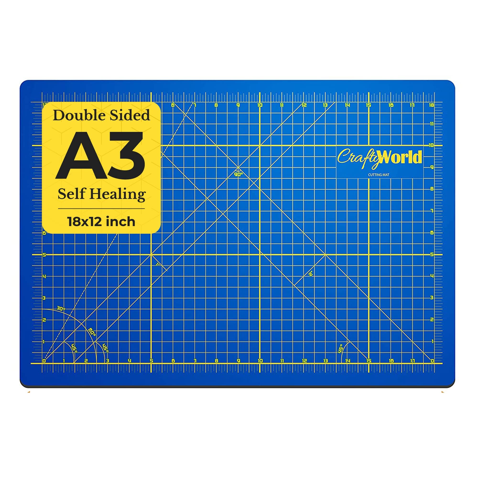 Crafty World 12 x 18 Cutting Mat for Sewing, Self Healing Double Sided Quilting Crafts Mat - Fabric Cutting Mat - Non Slip surface - Rotary Cutting Board