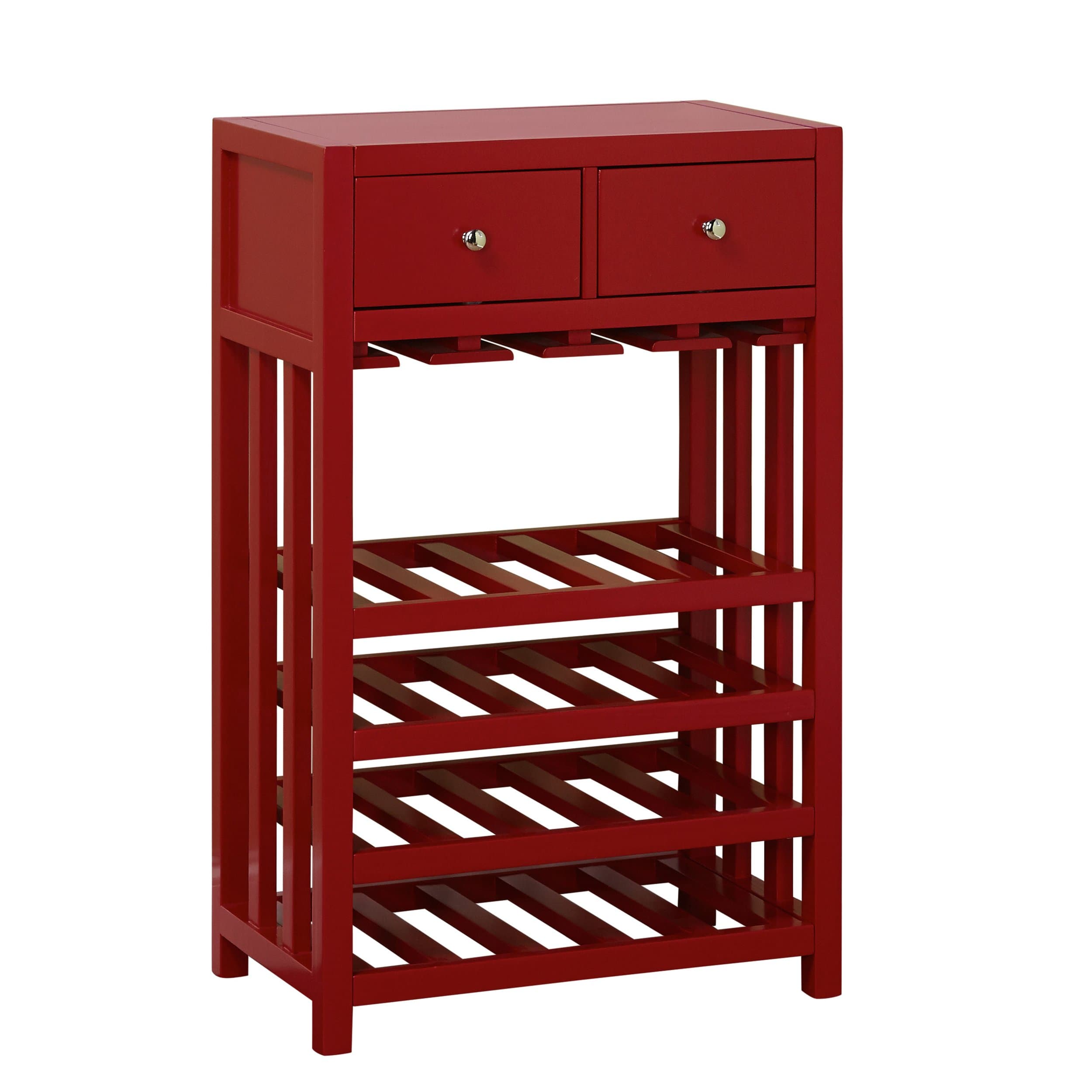 Target Marketing Systems Cabinets Free Standing Wine Storage Tower Console with 2 Drawers, Red